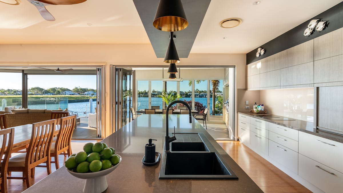 Kitchen overlooking canal