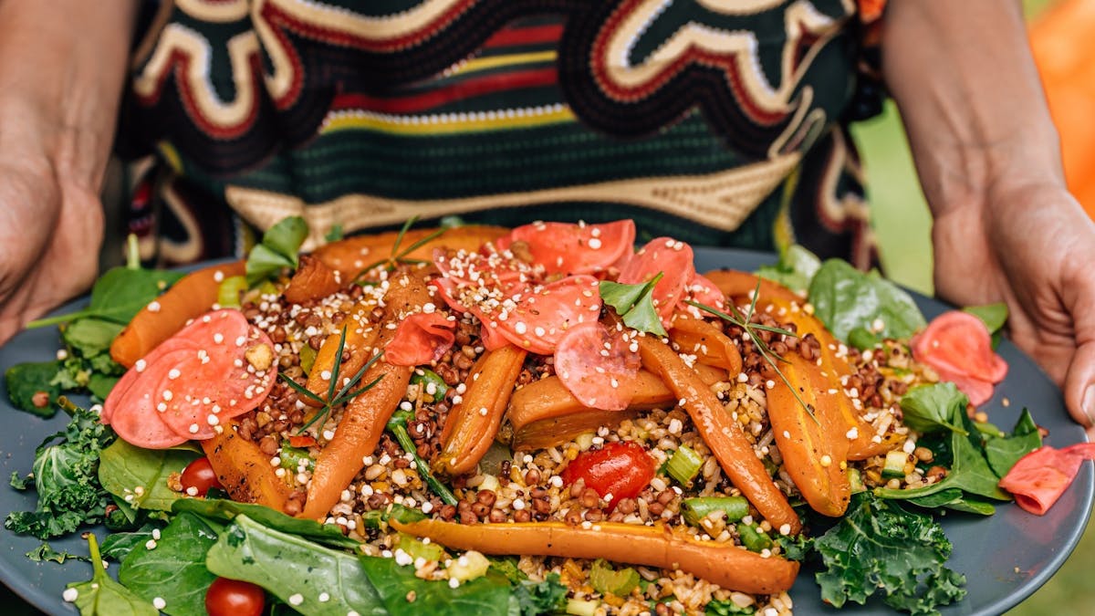 Ancient Grain salad with native ingredients and dukkah