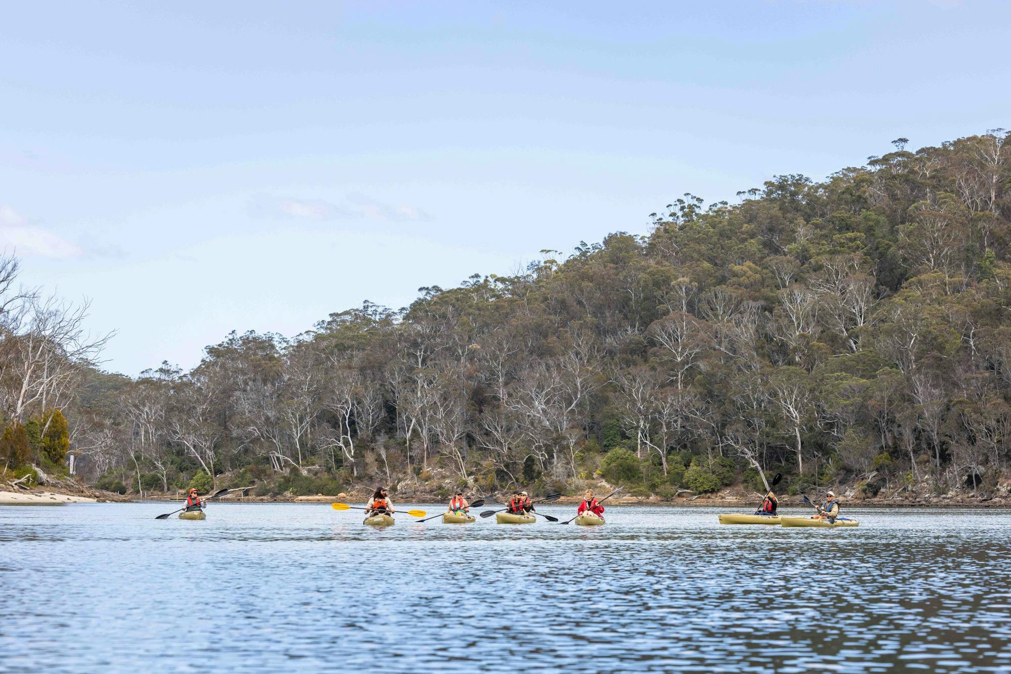 Guests kayaking the Pambula River