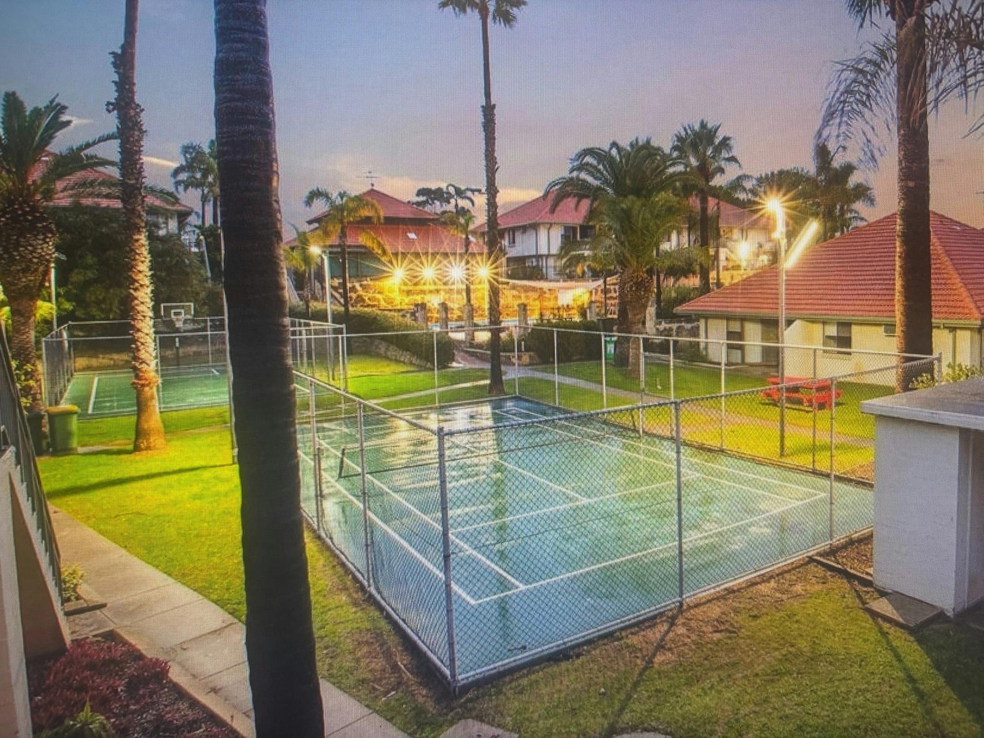 Enjoy a game of tennis or basket ball