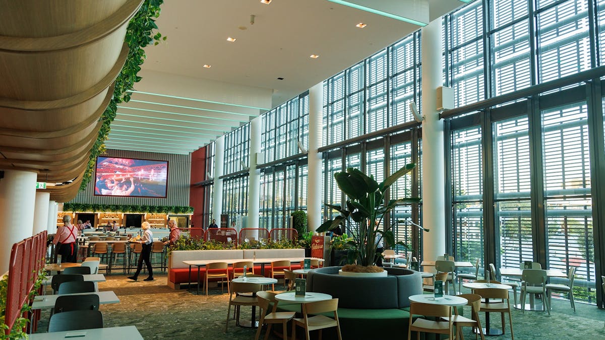 An interior shot of the Suncorp Stadium Members Emerald Lounge