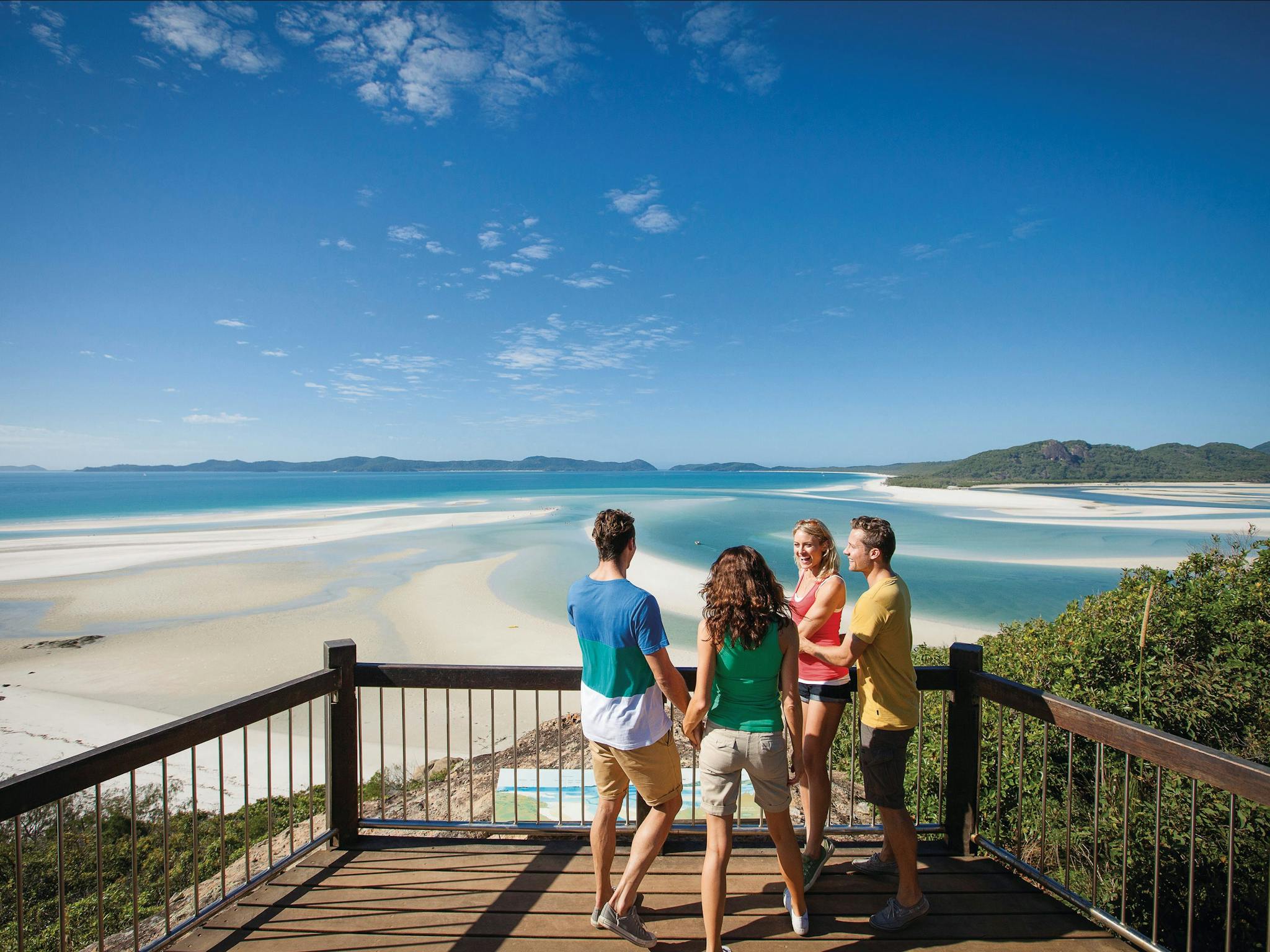 Two couple at lookout over Hill Inlet. Two couple at lookout over Hill Inlet.