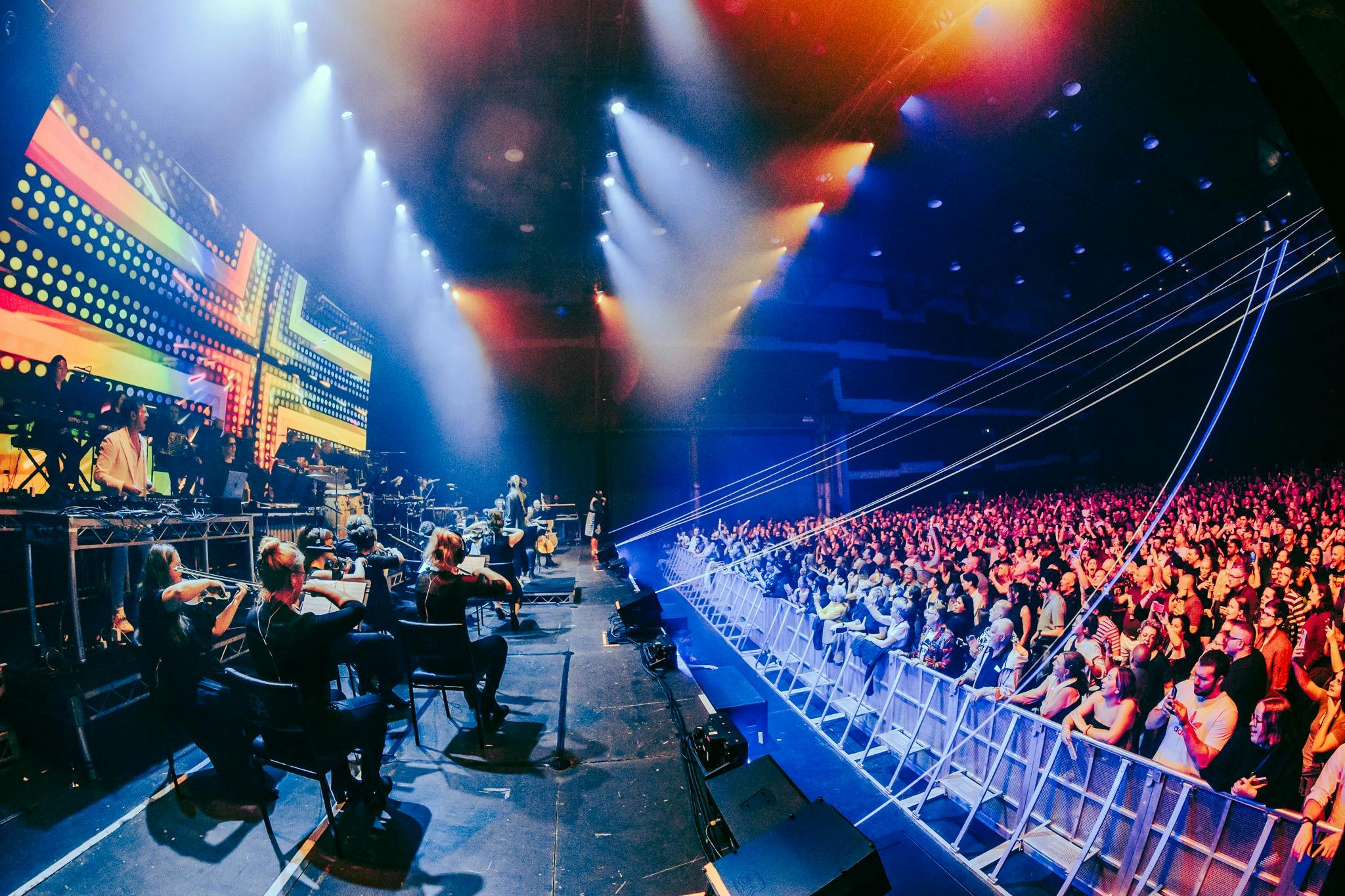 Stage and crowd at Synthony, Vivid, Carriageworks 2024