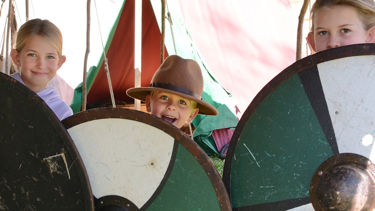 Children holding Viking Shields