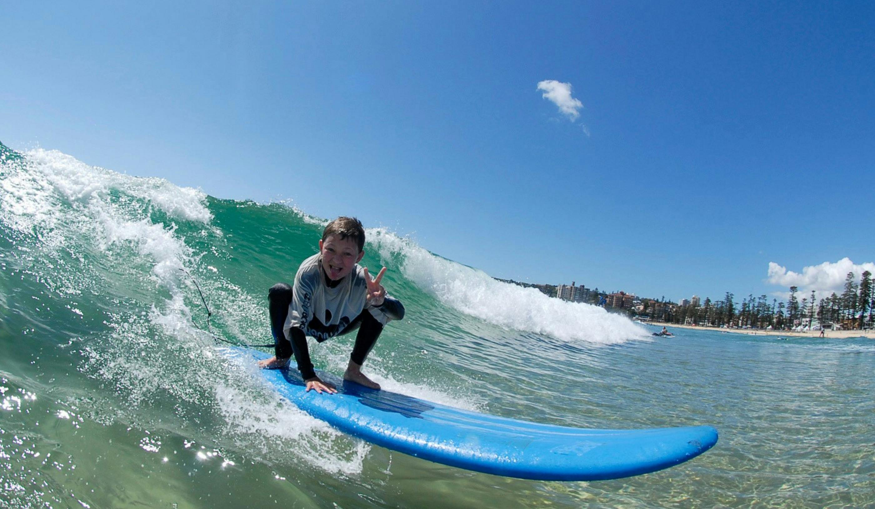 Fun surfing in the sun, Manly Beach and surfing on the Northern Beaches.