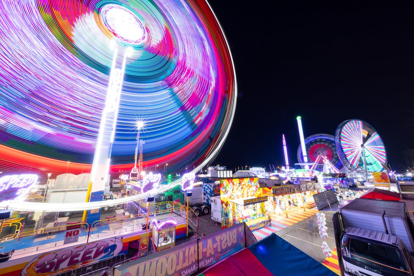 Canberra Show Rides at night