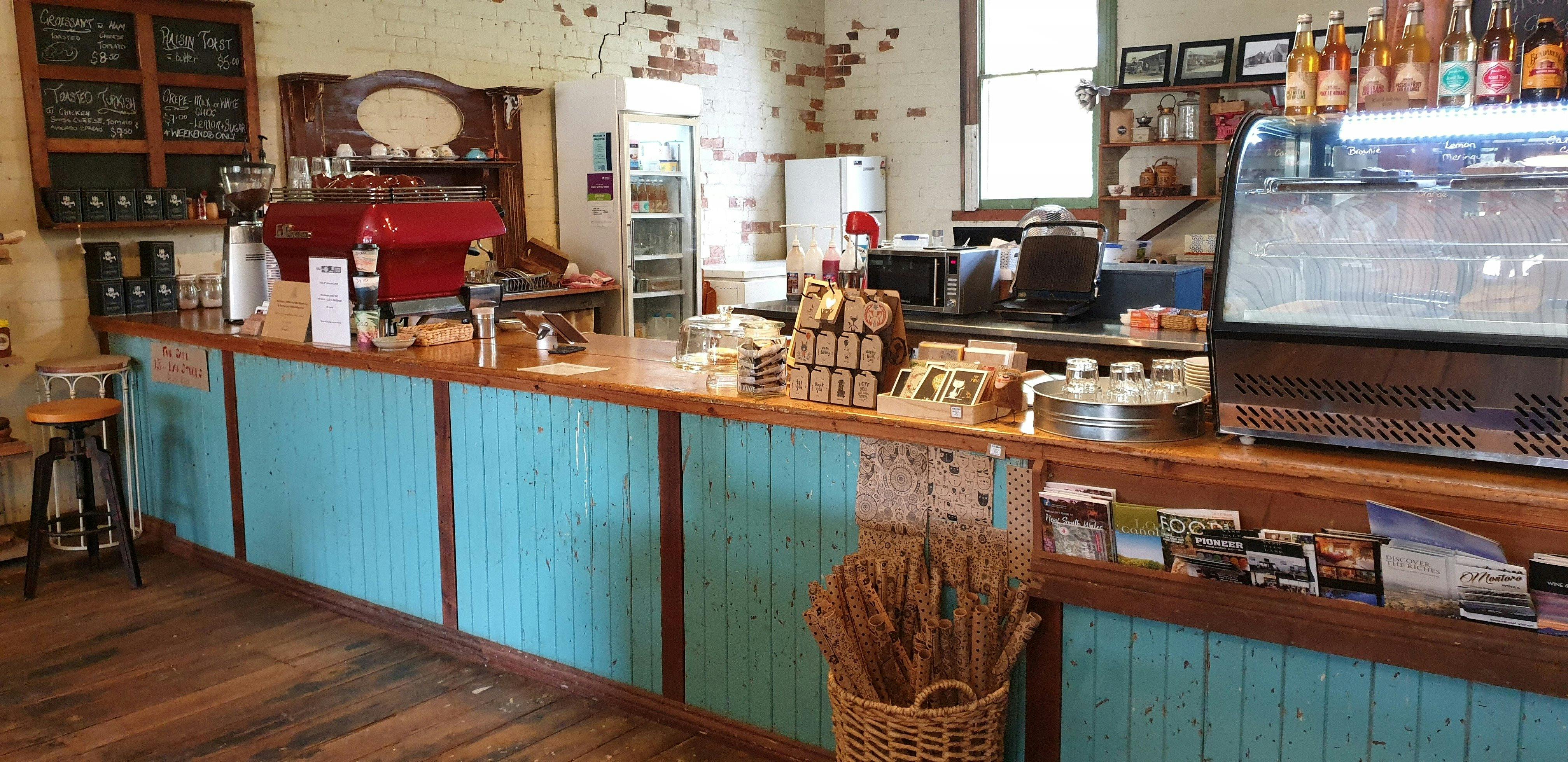 Blue Counter & Red LaMarzocco Coffee Machine