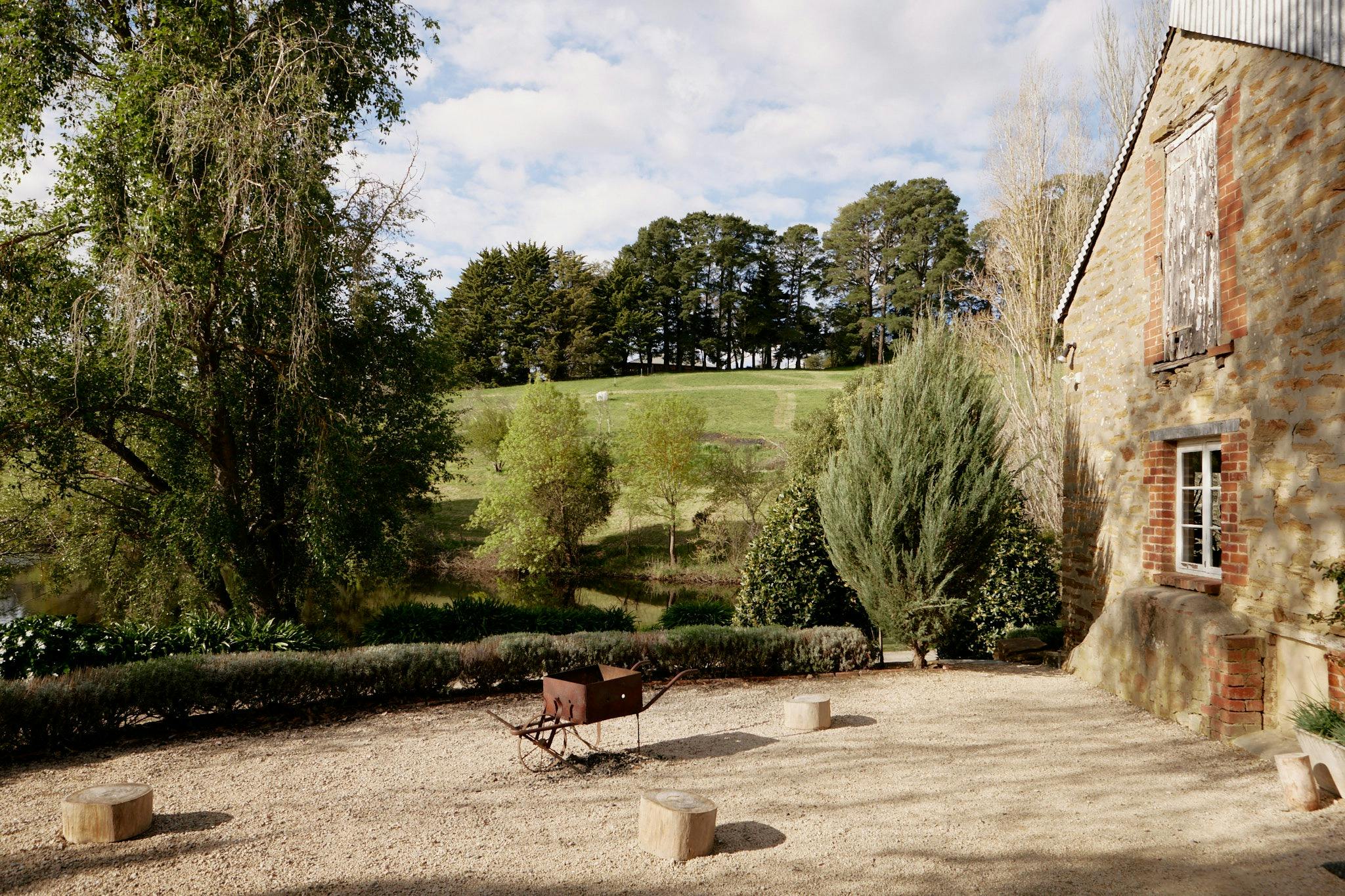Looking out from the courtyard in front of the cellar door