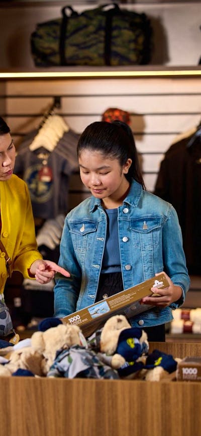 Mother and daughter shopping at the Australian War Memorial Gift Shop