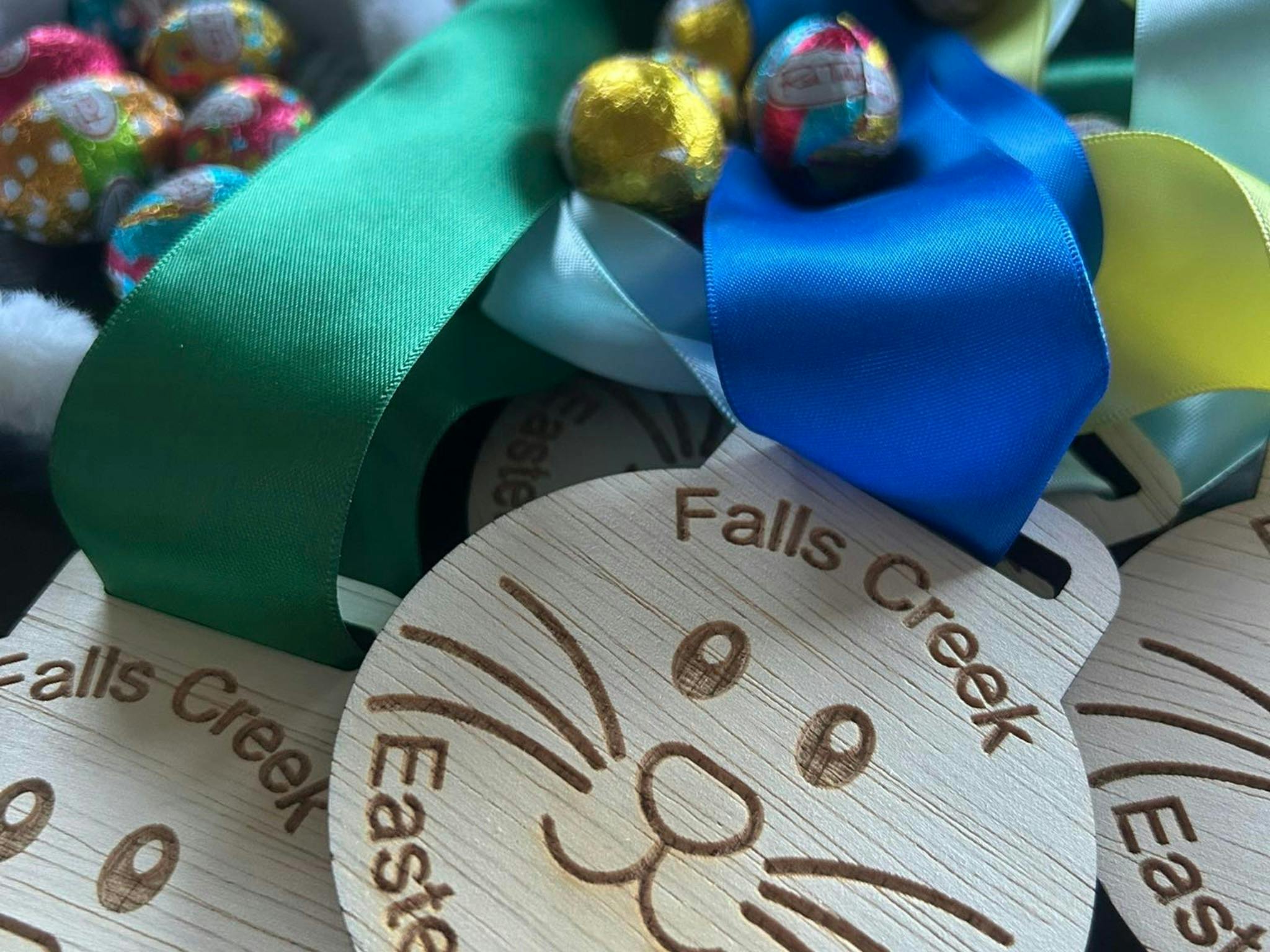Medals and chocolate easter eggs