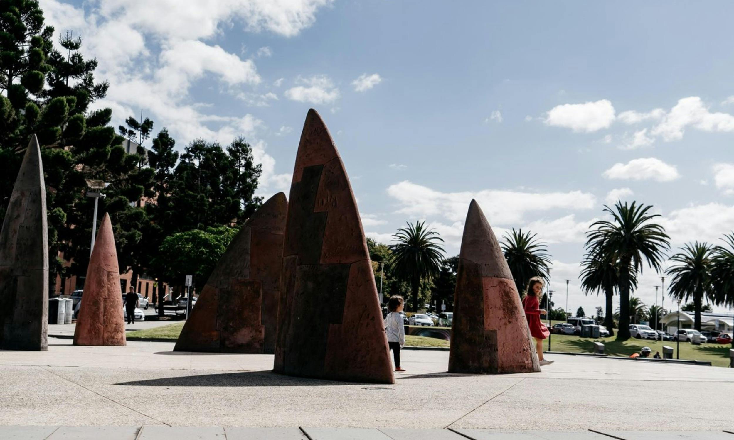 Art, palm trees and sea views along Geelong’s waterfront.