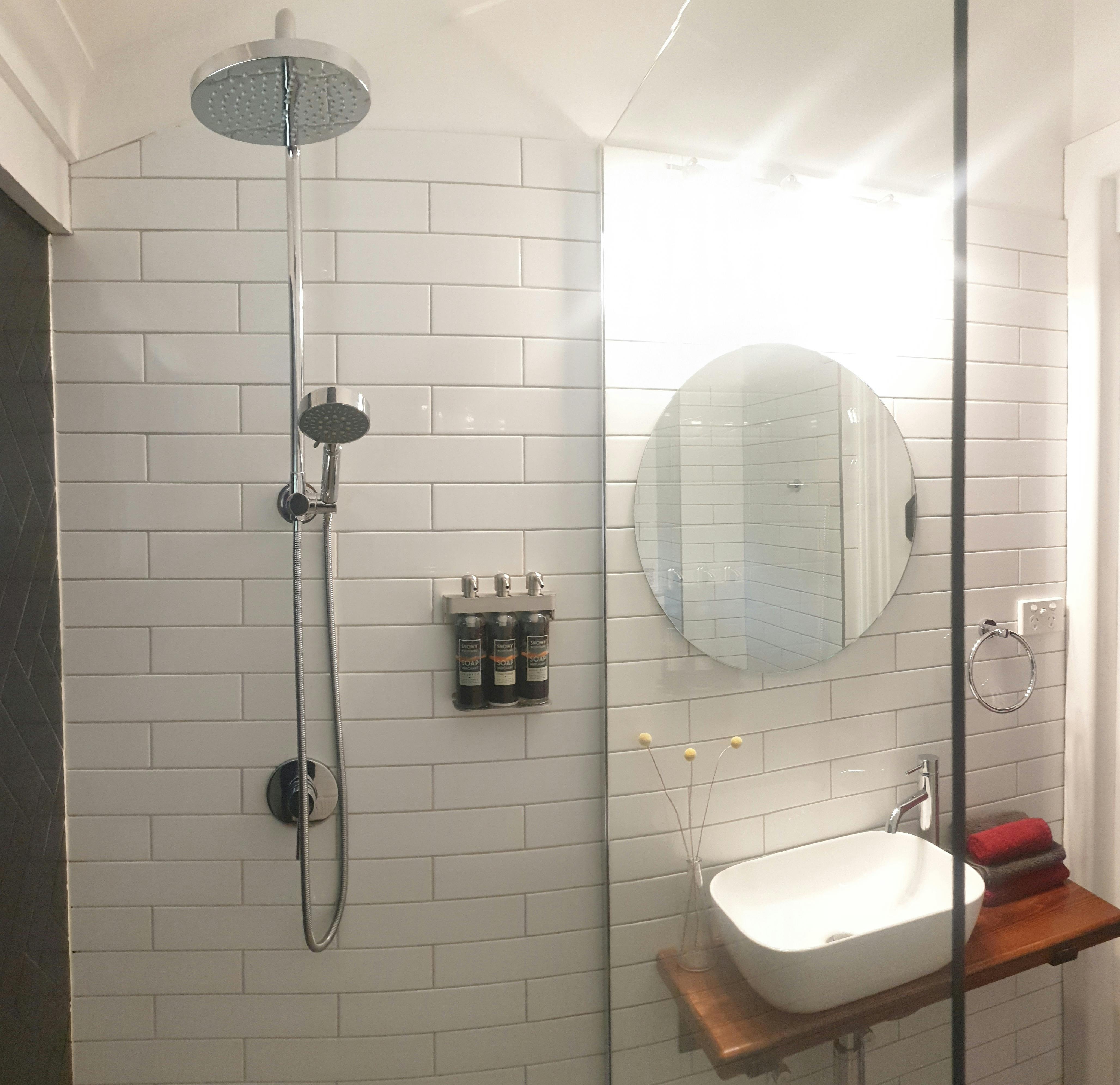 Lodge Bathroom with shower and basin