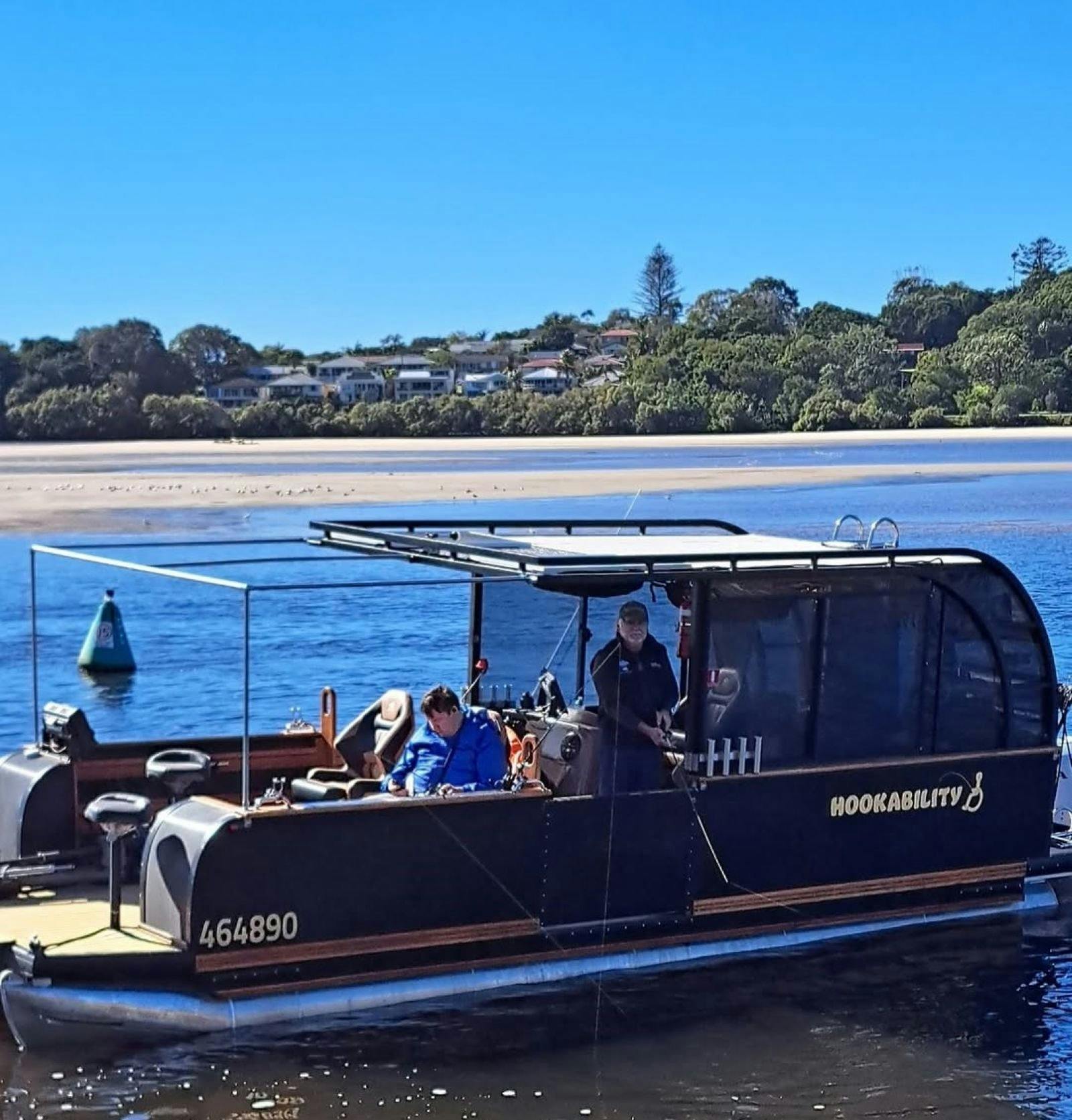 The Hookability boat on the water with a client