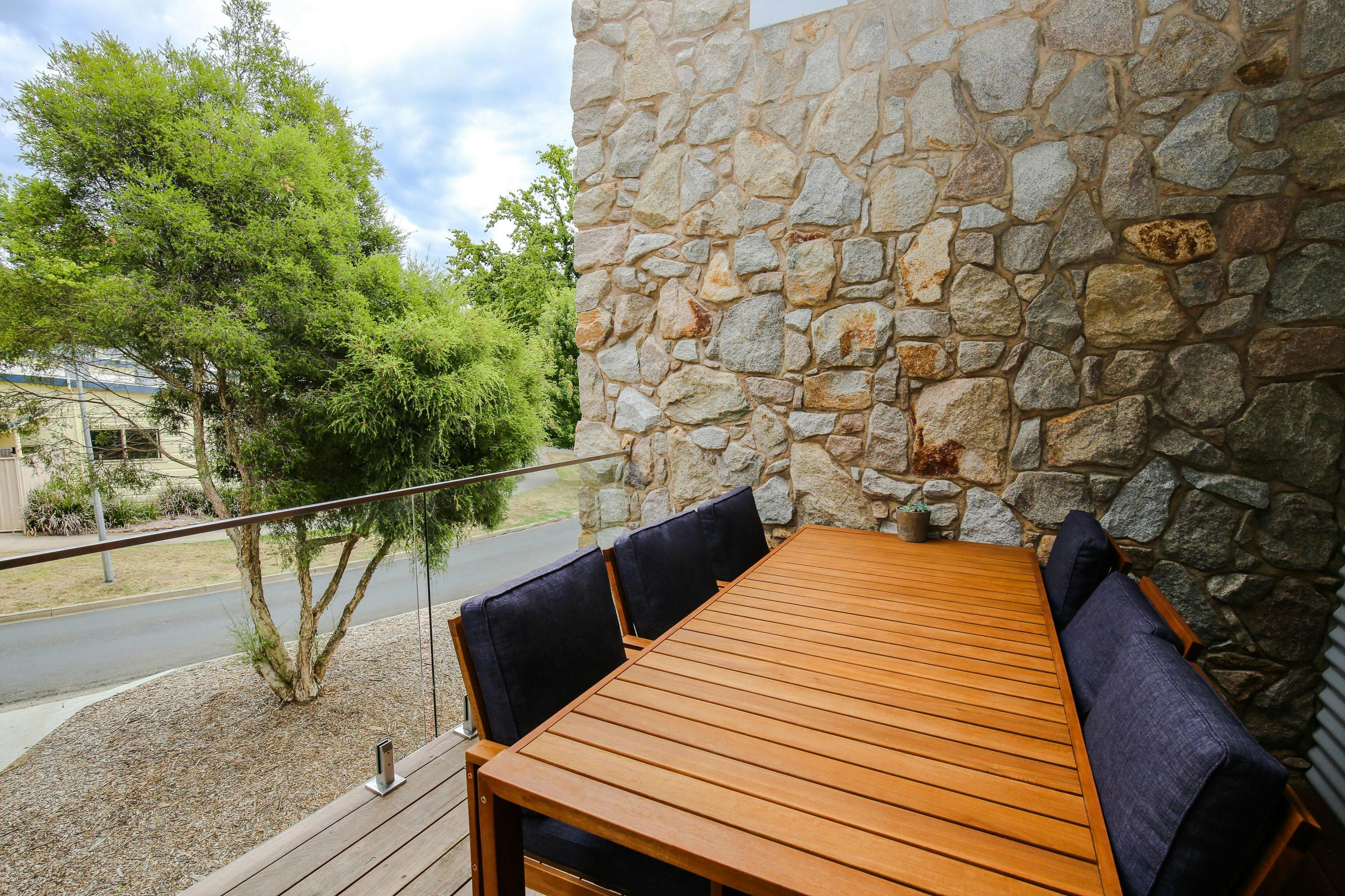 Alfresco deck at The Stelvio Villas Two Bright Accommodation Alpine Valley Getaways