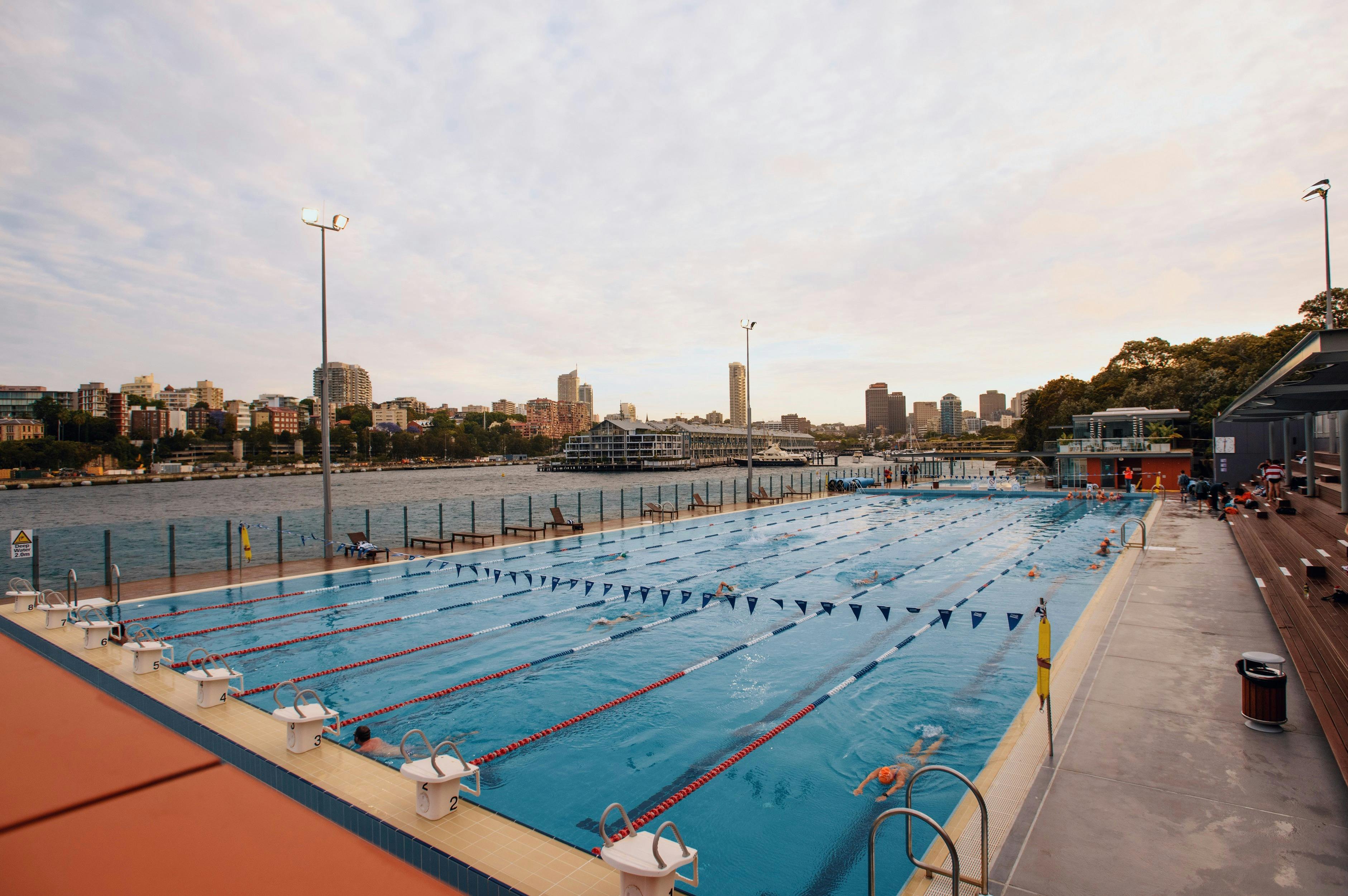 People swimming laps at Andrew Boy Charlton Pool in Sydney