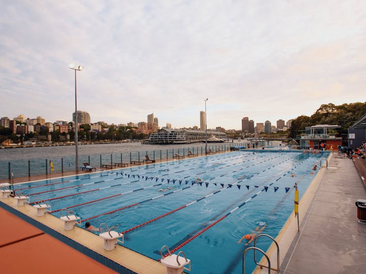 People swimming laps at Andrew Boy Charlton Pool in Sydney