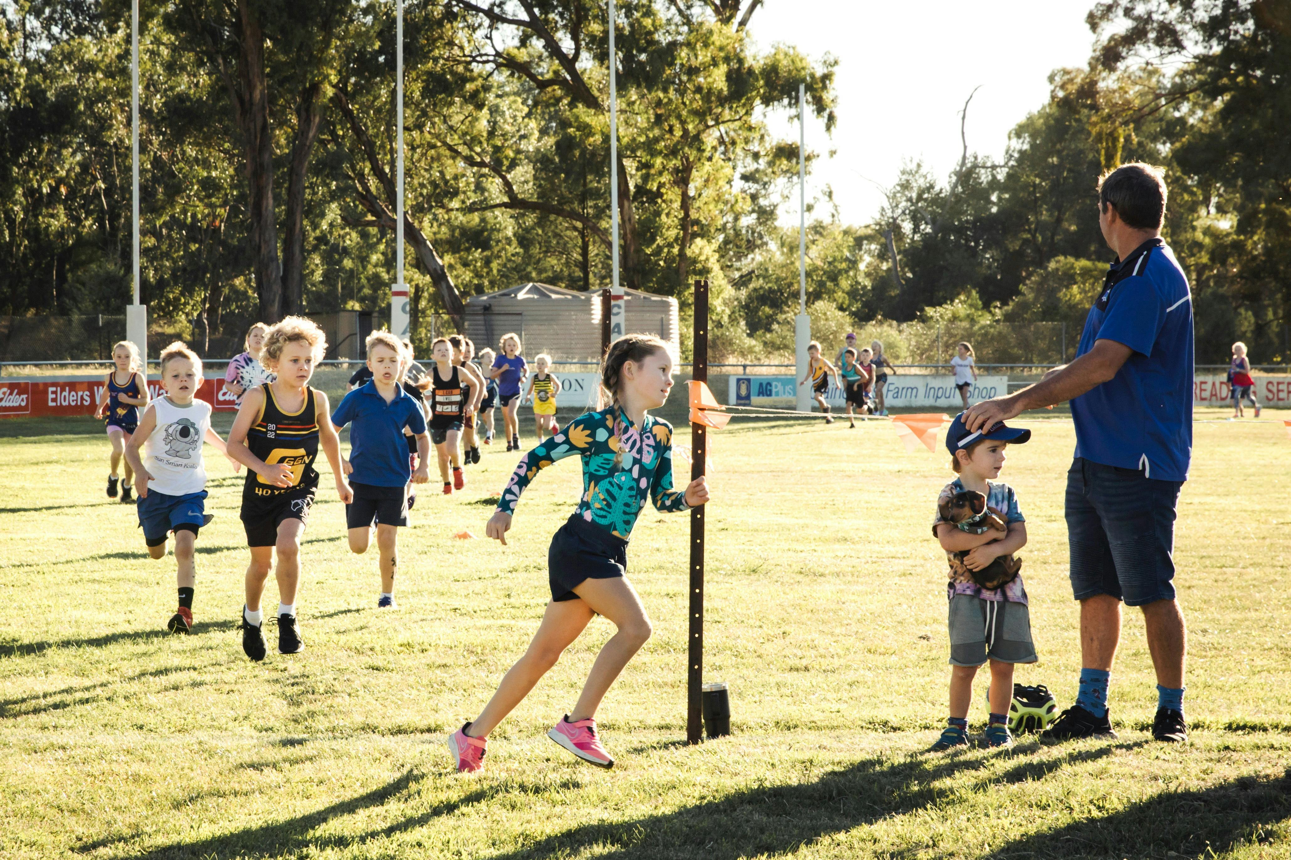 Children Racing around a turn point