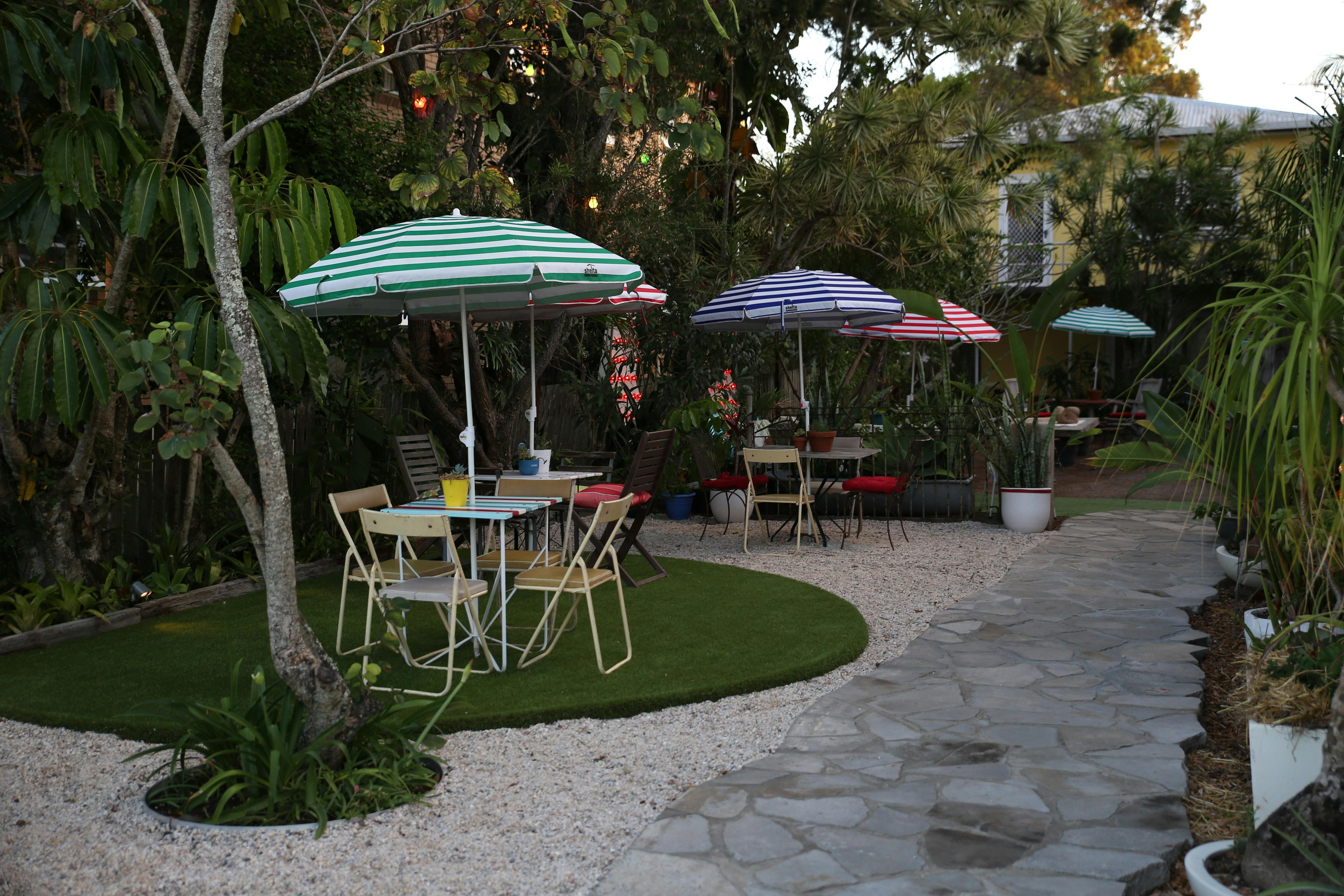 We have a beautiful garden set up where people can sit & enjoy food & drinks pre-show