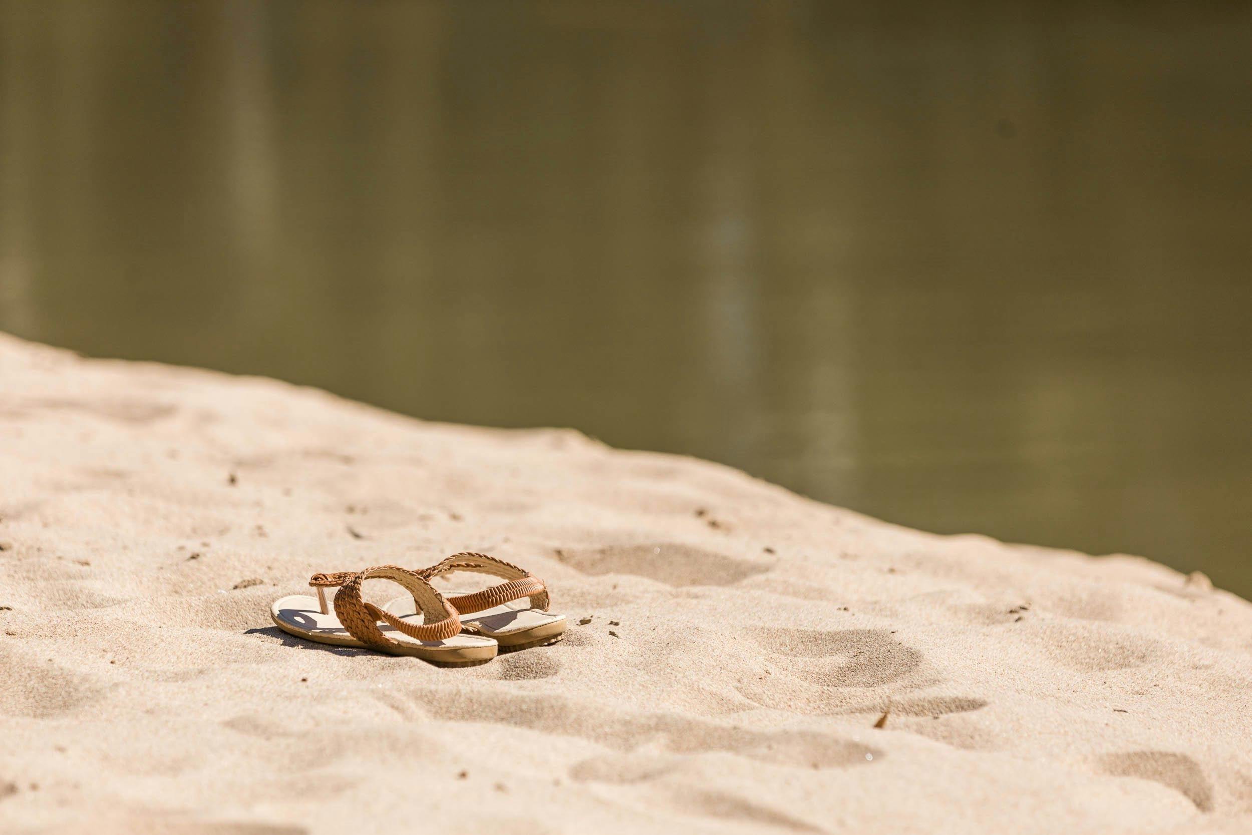 Sandles at the Murrumbidgee River beach