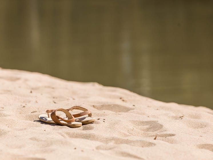 Sandles at the Murrumbidgee River beach