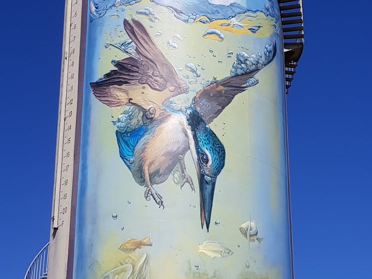 Gulargambone Water Tower art by Jenny McCracken titled "Lucky Dip" was painted in 2018