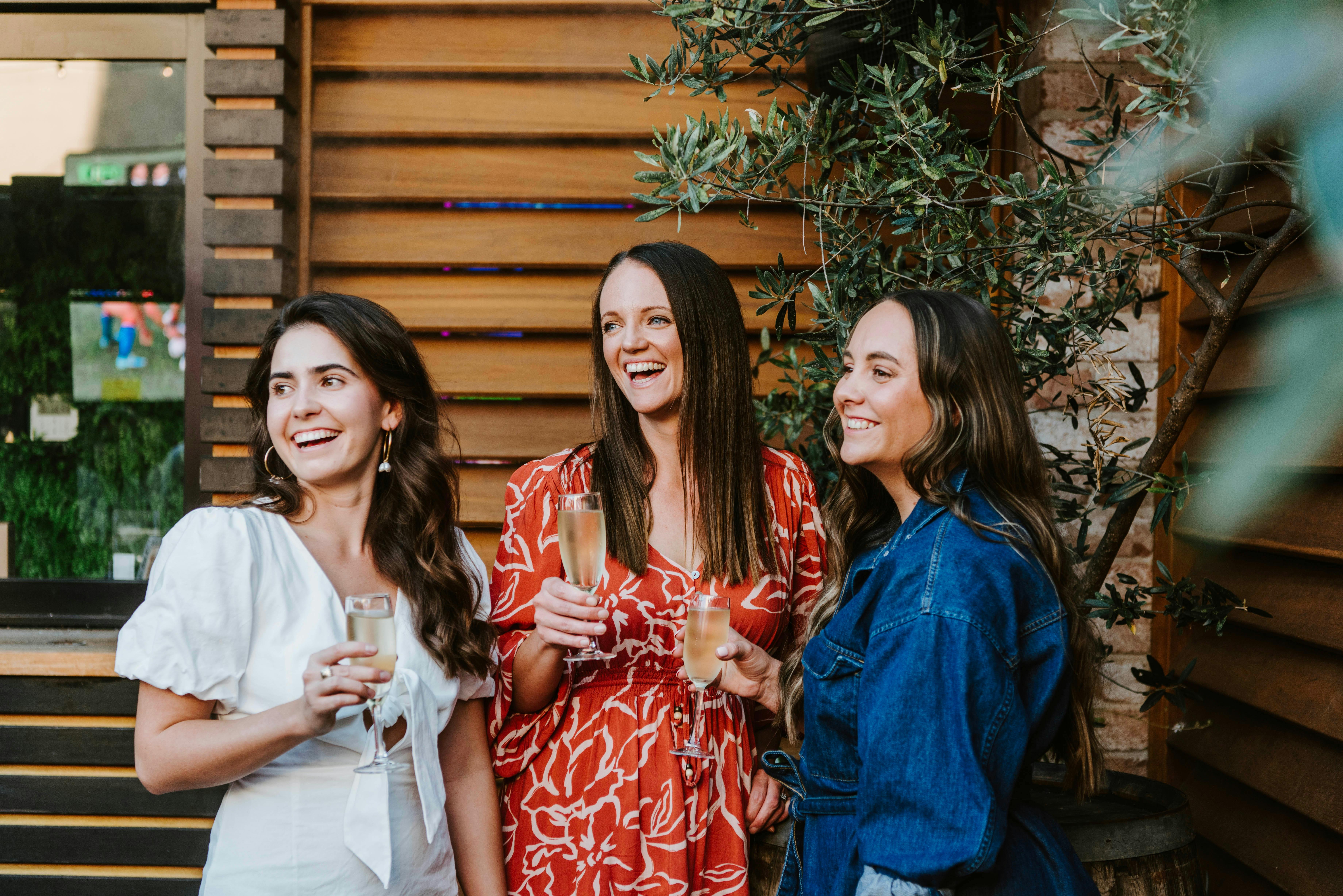 啤酒花園、女士、雞尾酒、樂趣、派對