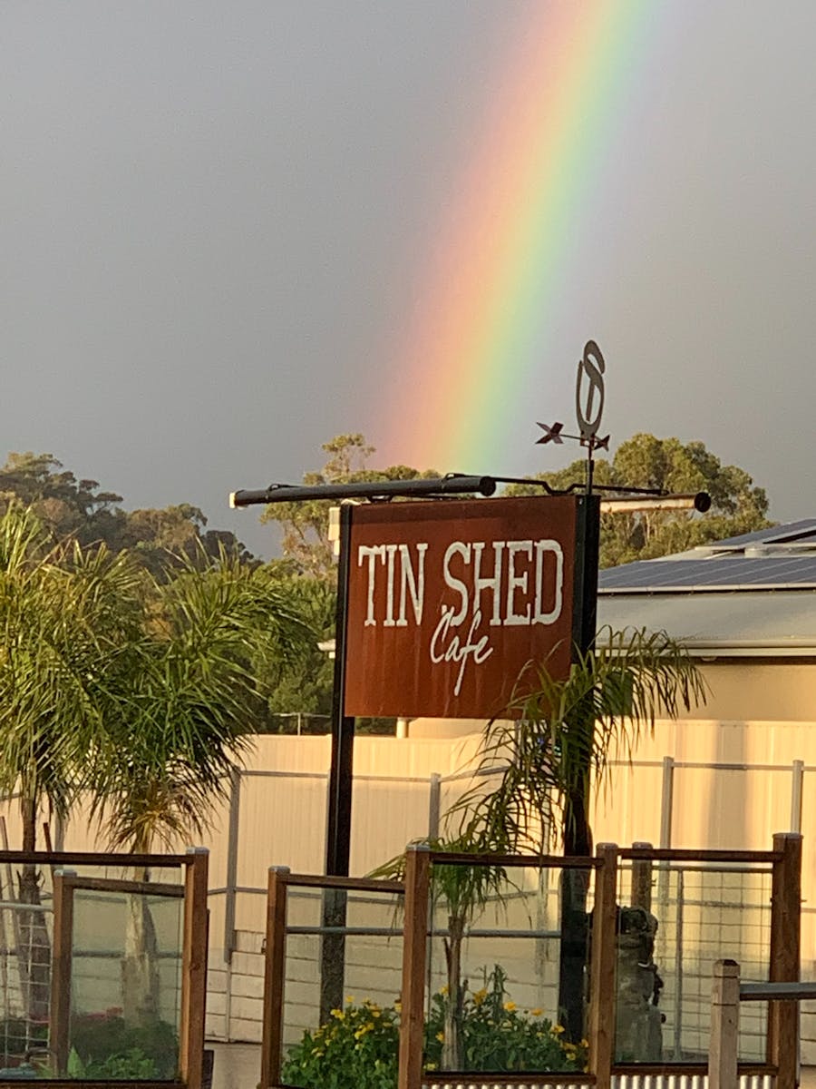 Tin Shed Cafe sign
