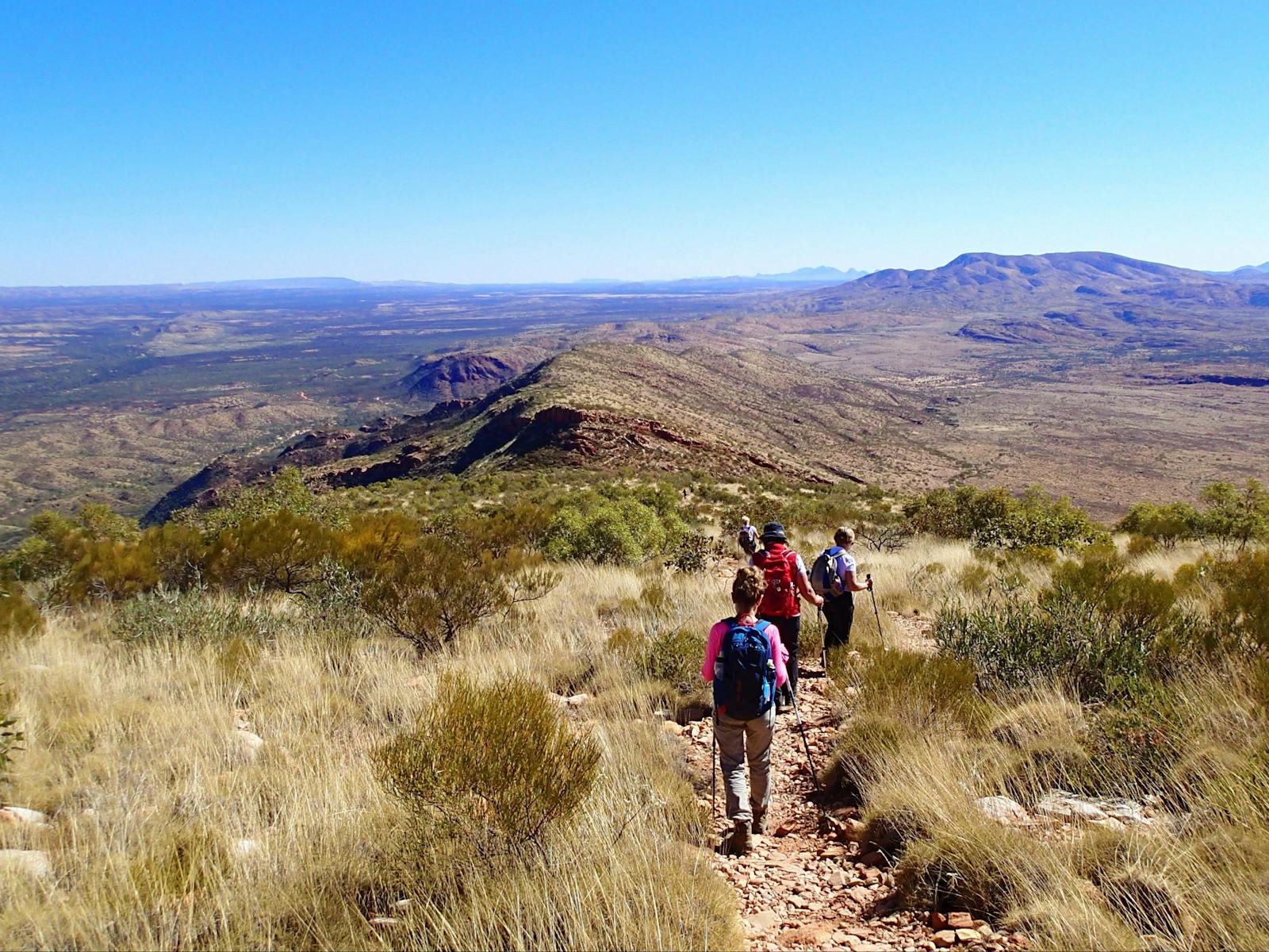 Hikers on the track