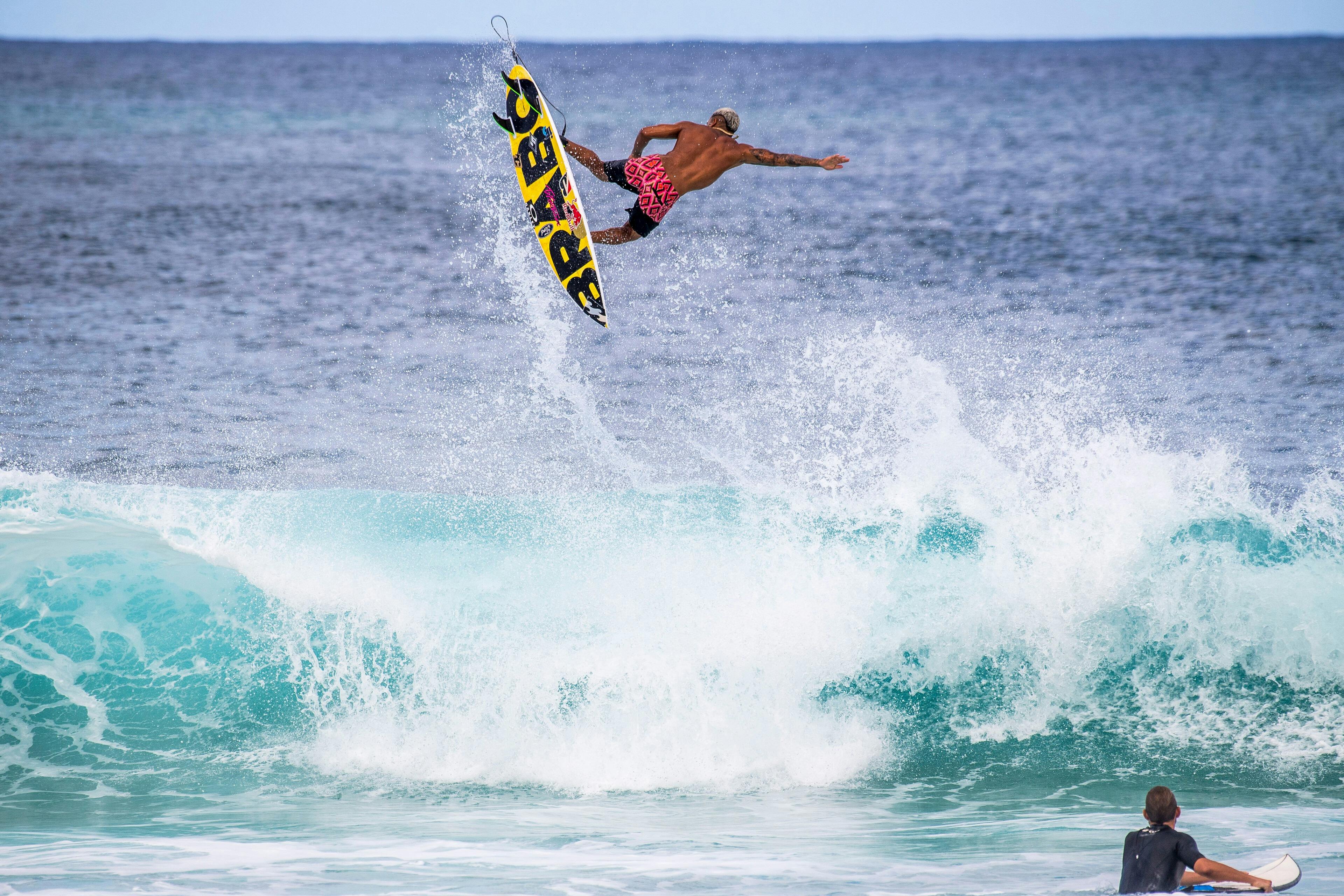 Red Bull surf athlete getting air