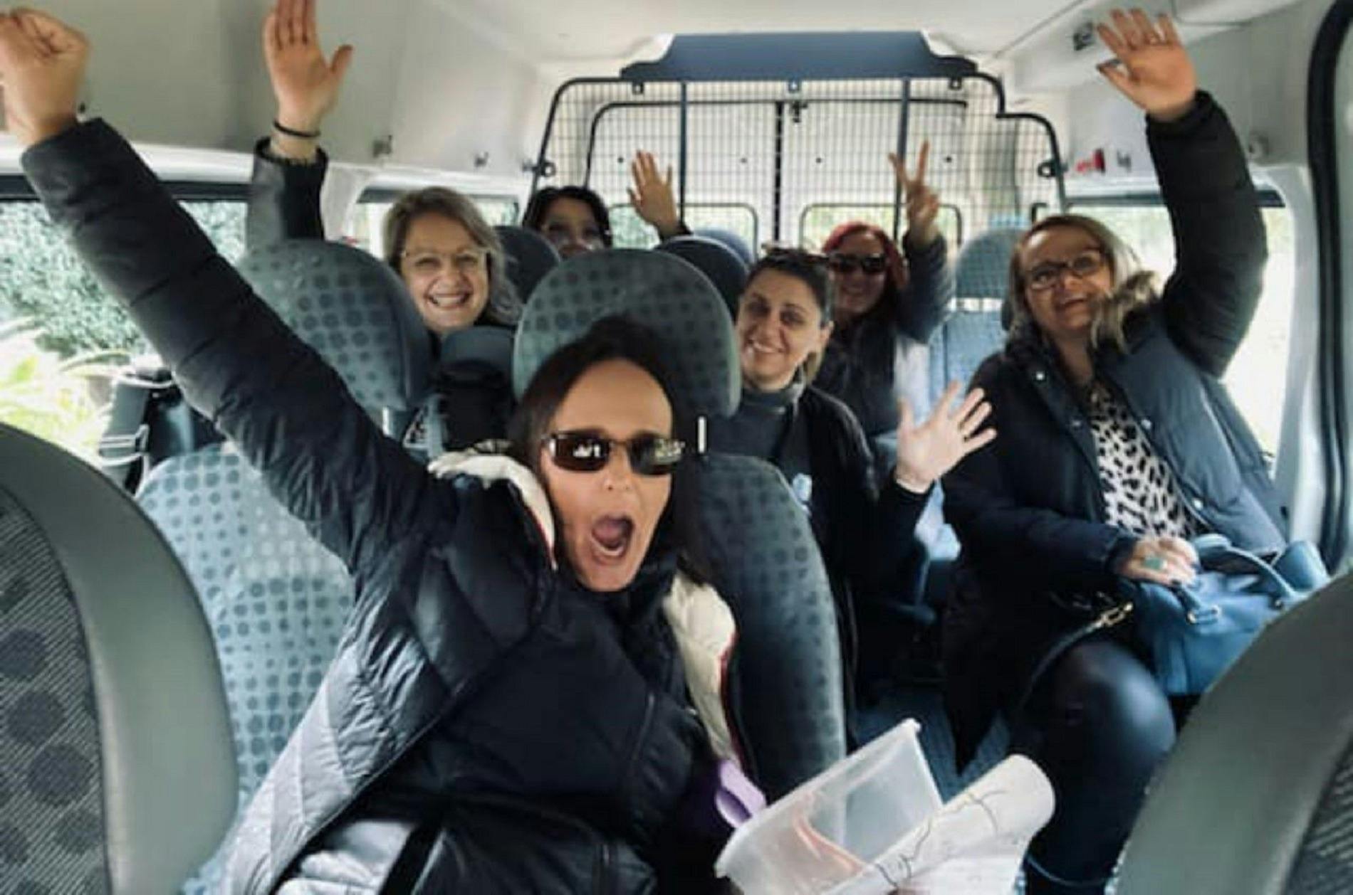 Customers in back of car