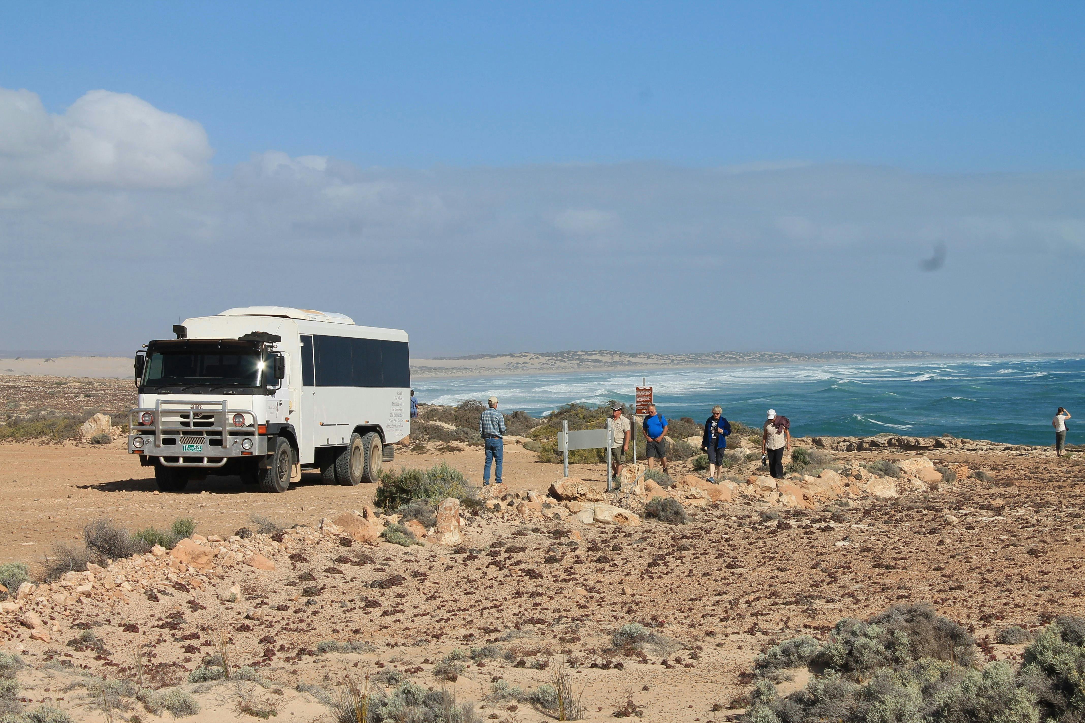 Tatra 6WD tour coach with coastal views