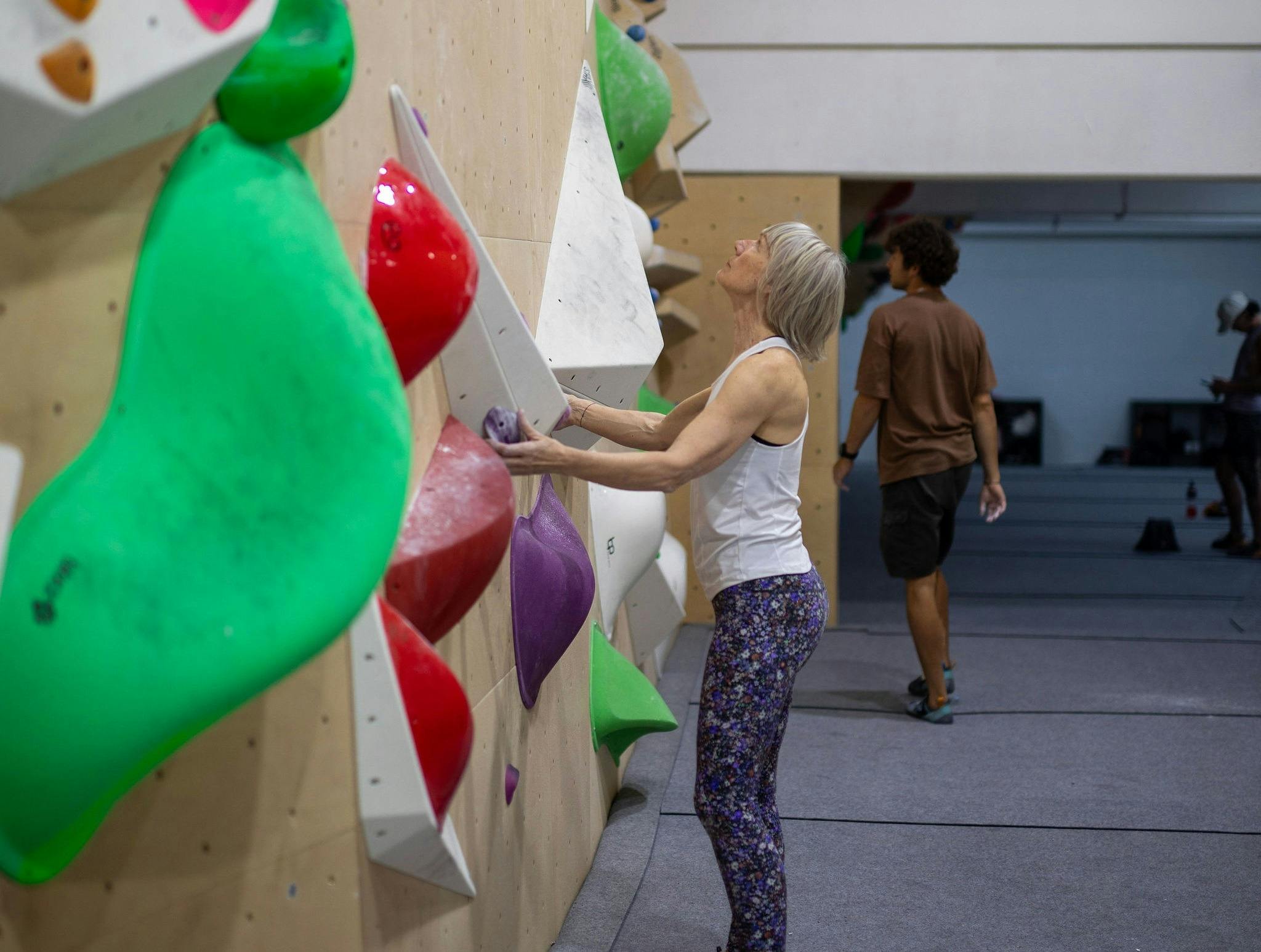 Someone about to start a climb at Nomad Bouldering