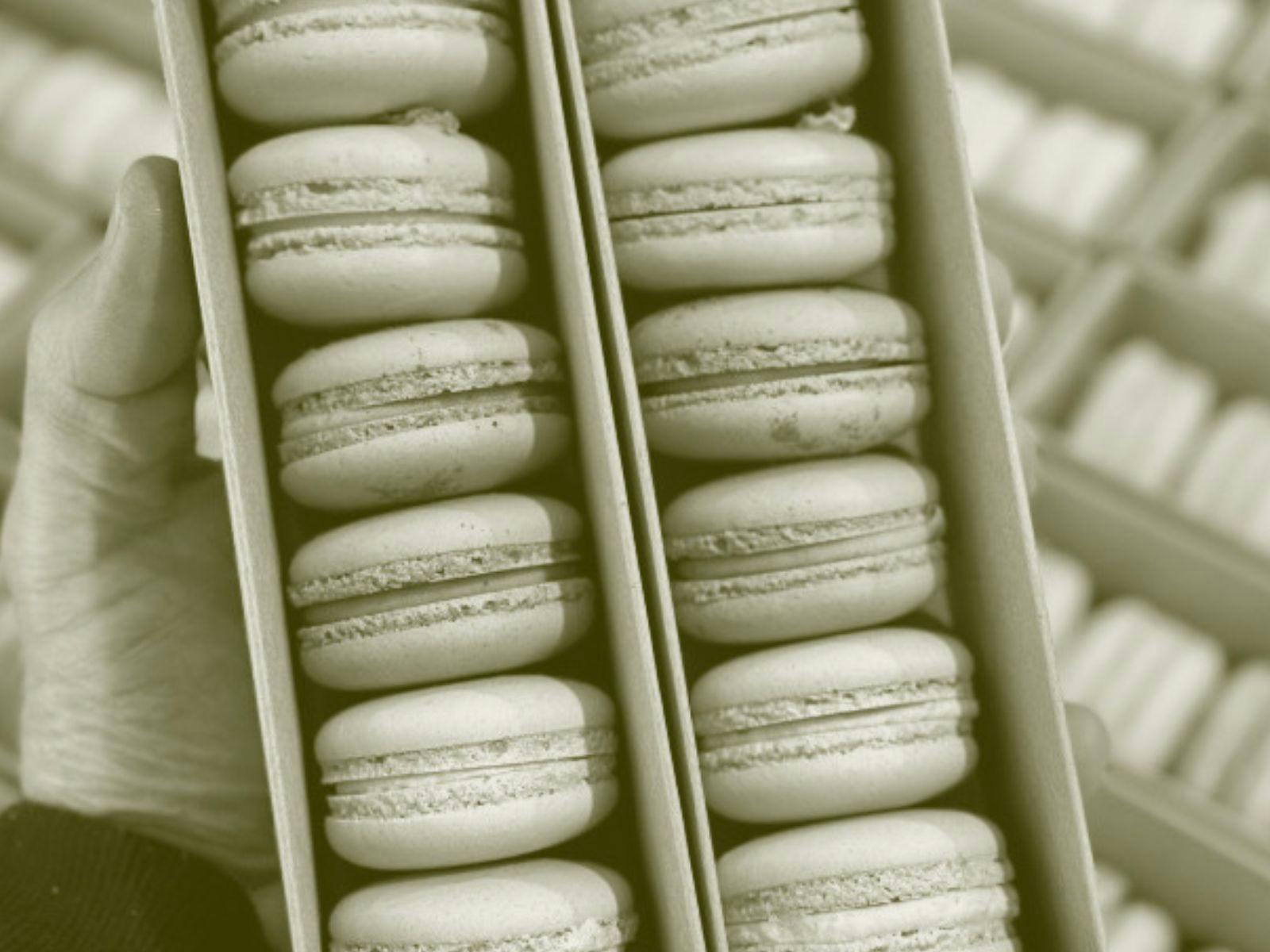 Two slimline box sleeves filled with perfect macarons