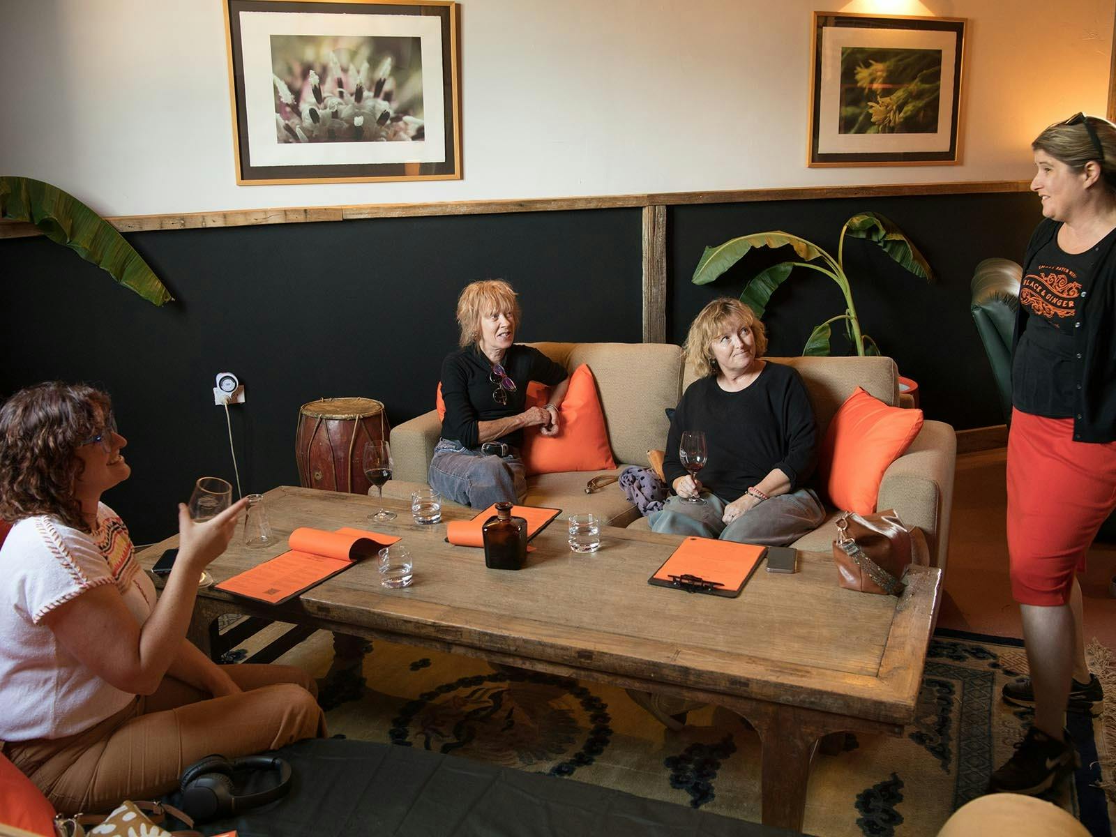 Lucy delivering a tasting experience to guests at the Black & Ginger Wine Shed