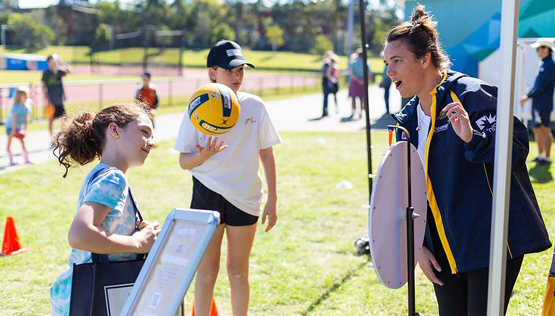 Kids learning about playing netball