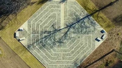 Aerial shot of Tumut Labyrinth, in Pioneer Park, Tumut, Snowy Valleys, NSW