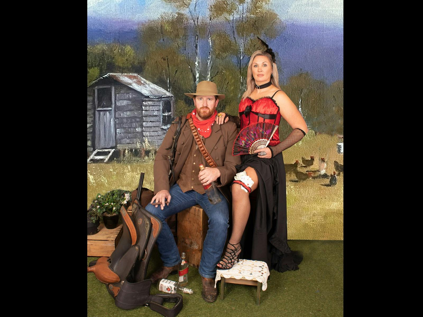 Romantic couples' portrait in wild-west costume image