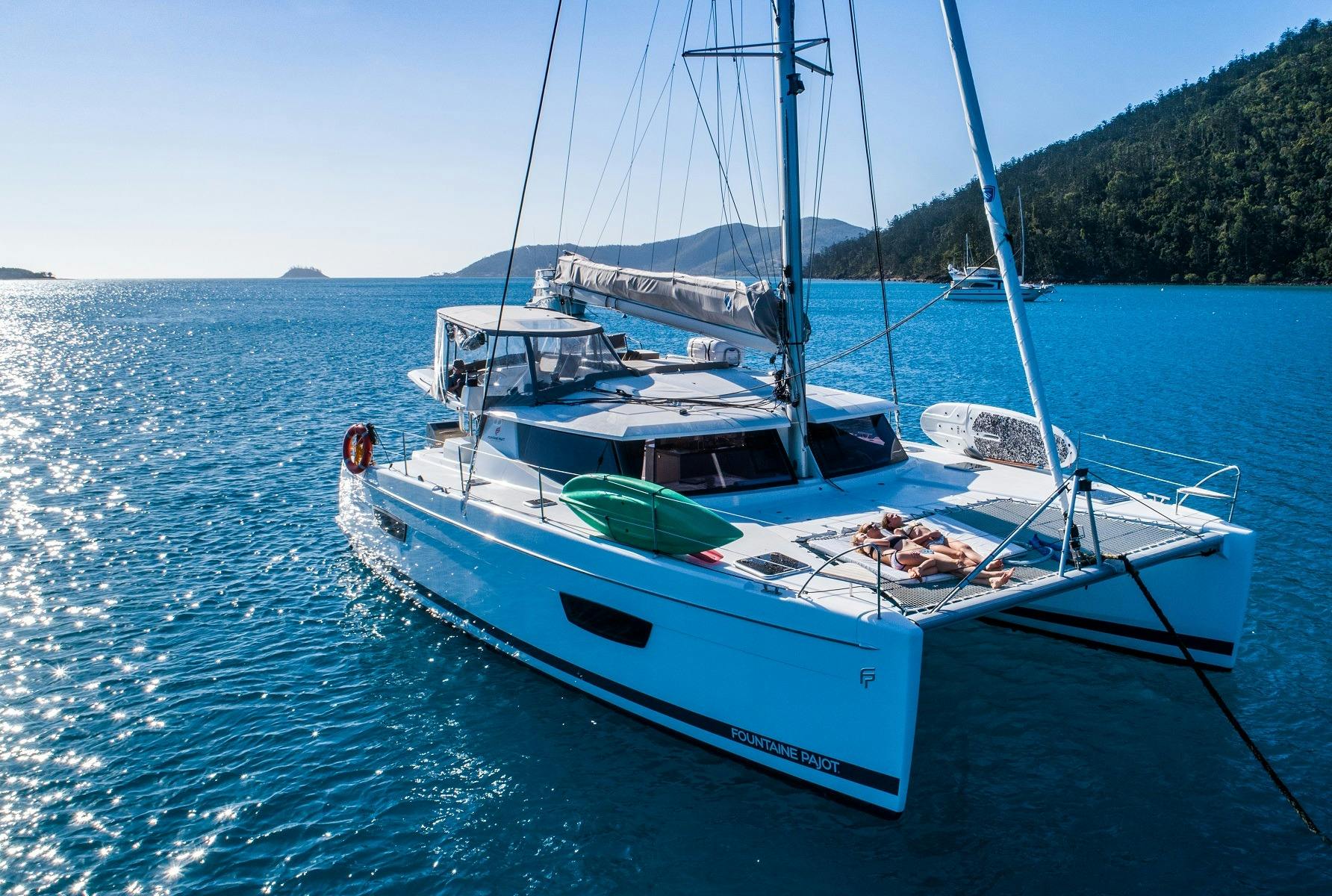 Catamaran on mooring