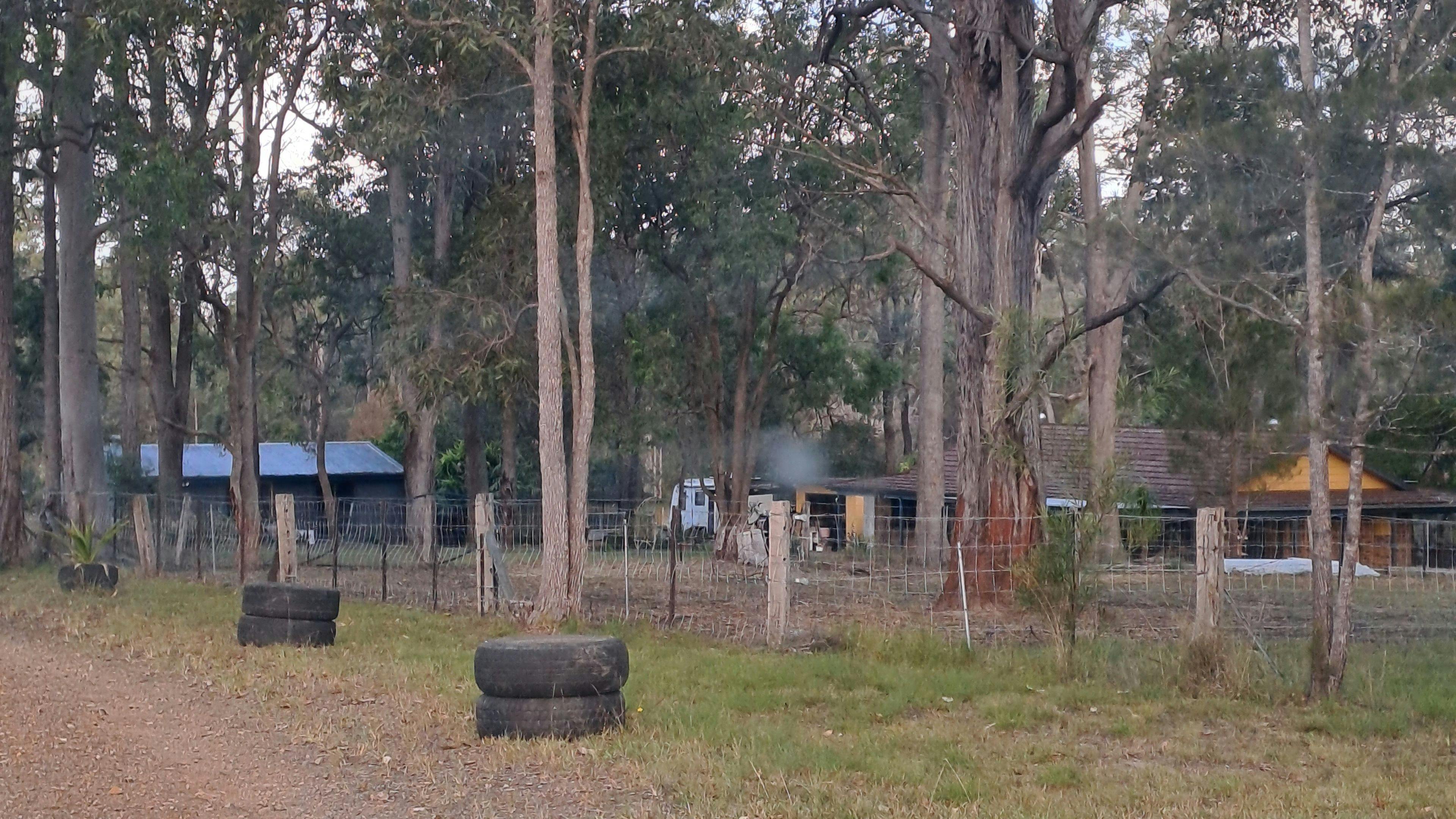The driveway in. Stop by the first house and honk. We are in the brick house so will come out and great you if we are not already pottering around out