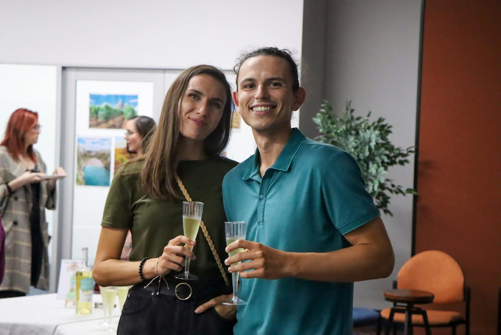 guests enjoying a glass of prosecco
