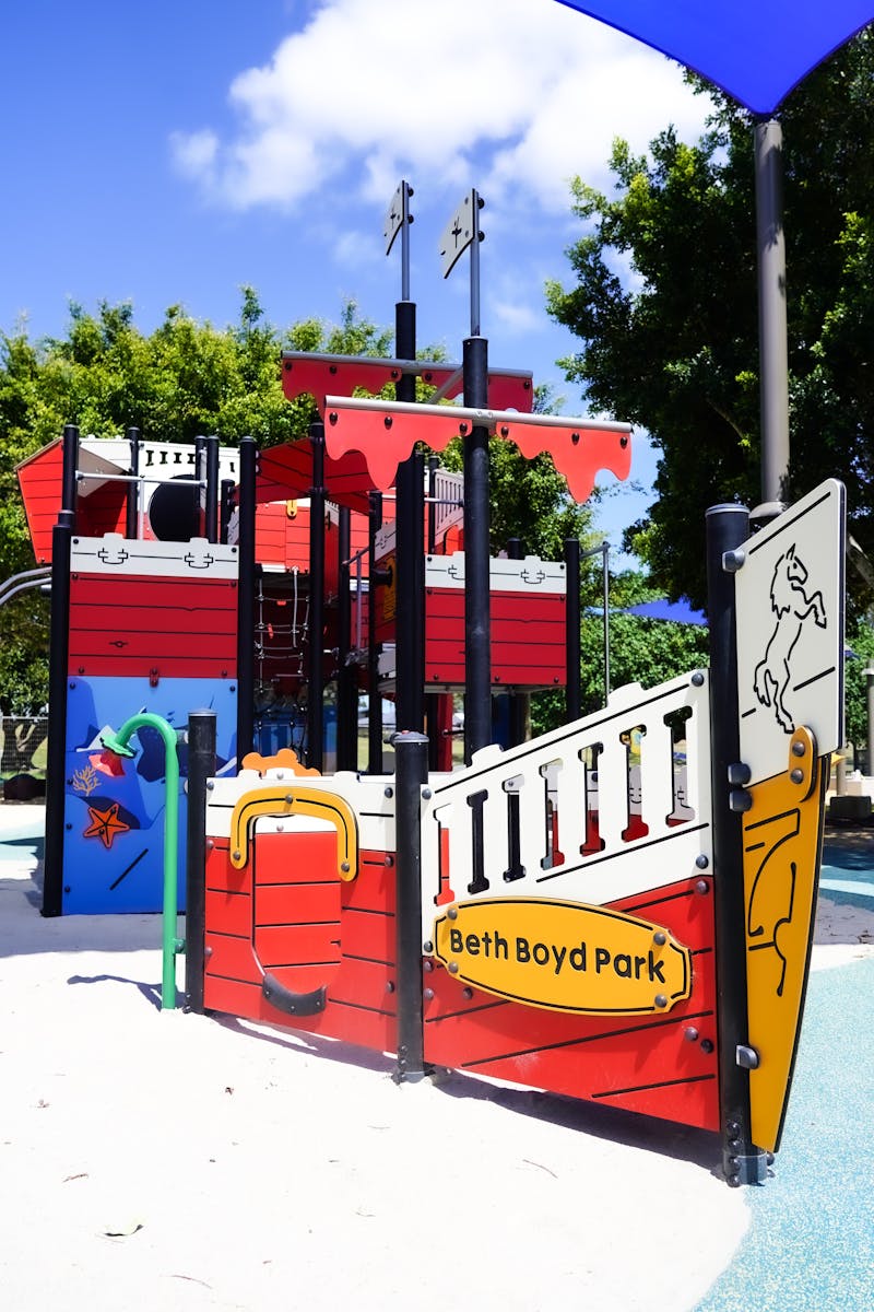 Children’s pirate playground at Beth Boyd Park, Thorneside, Redlands Coast, Queensland.