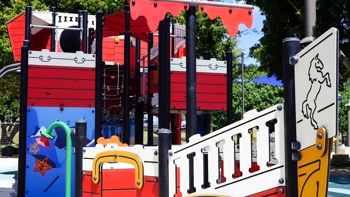 Children’s pirate playground at Beth Boyd Park, Thorneside, Redlands Coast, Queensland.