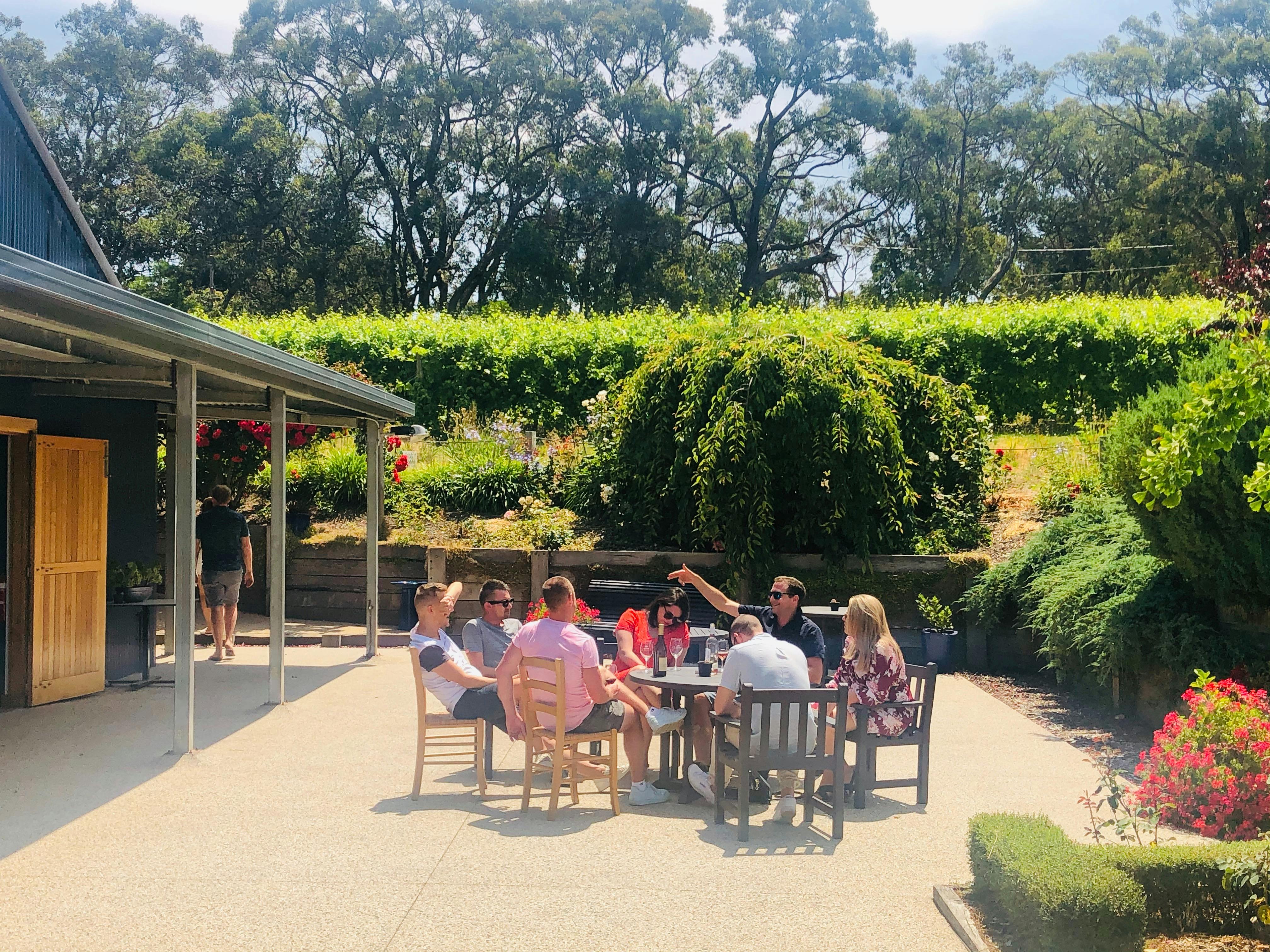 cool climate wines on the terrace at Myrtaceae
