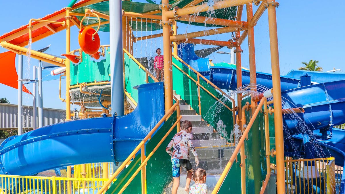 Children playing in the water park