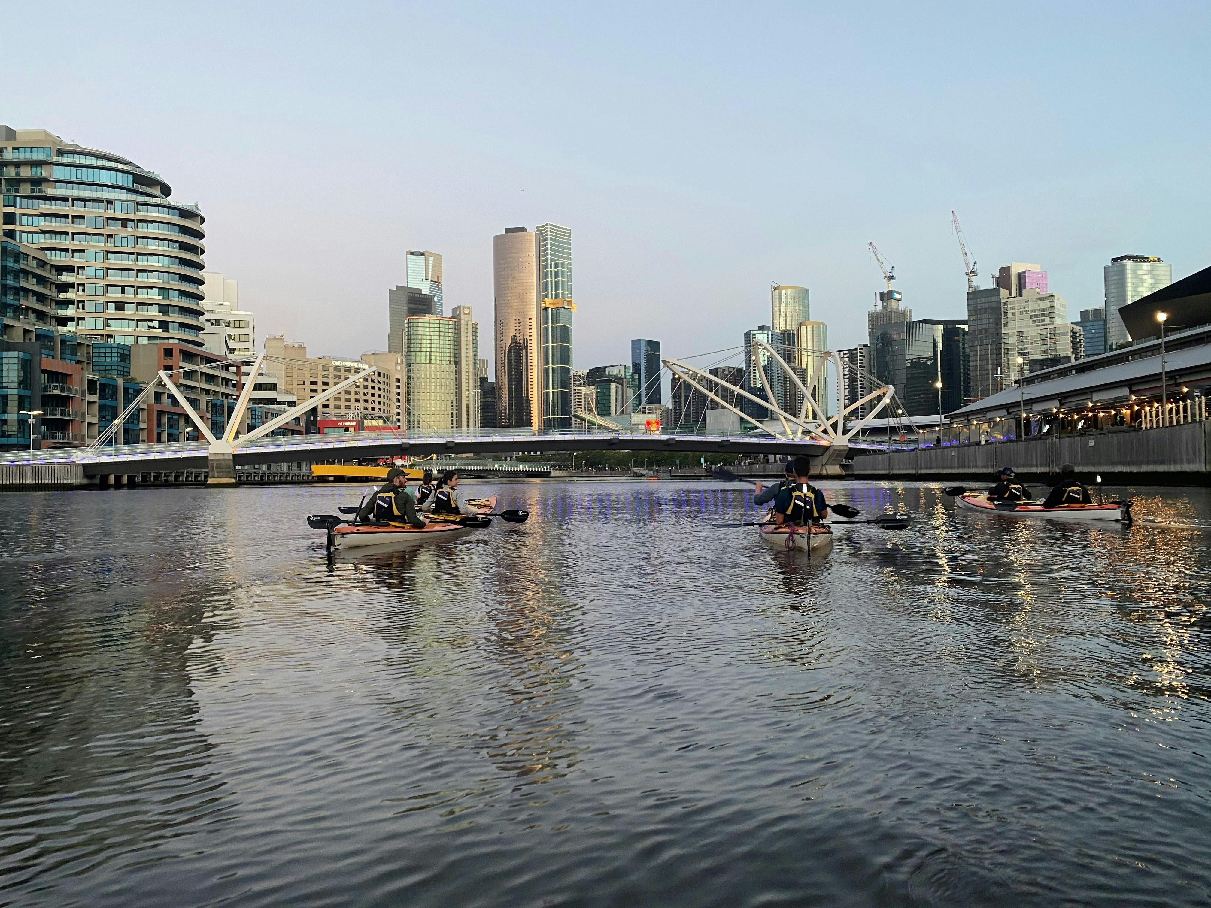 Paddling under Seafarers Bridge