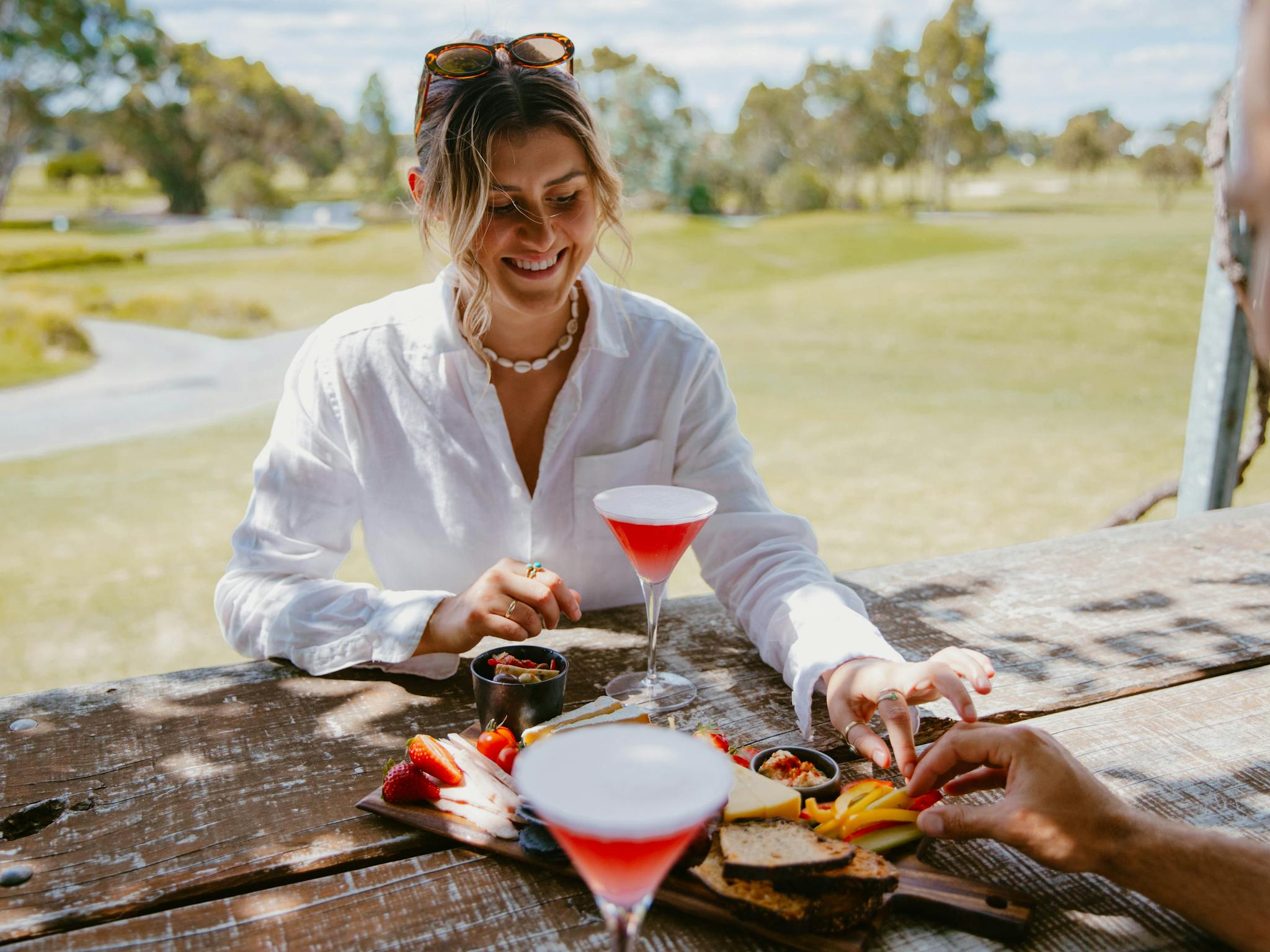 Woman enjoying cocktails