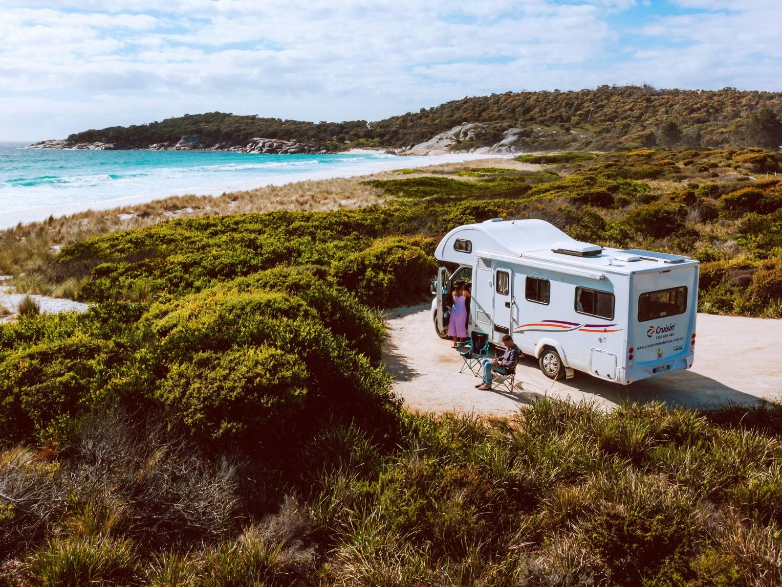 Bush, vehicle and ocean views