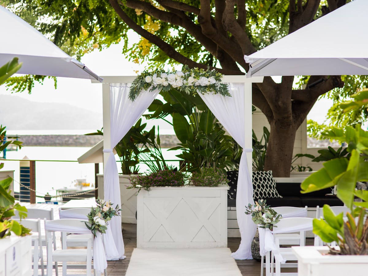 Wedding ceremony set up at The Garden Bar