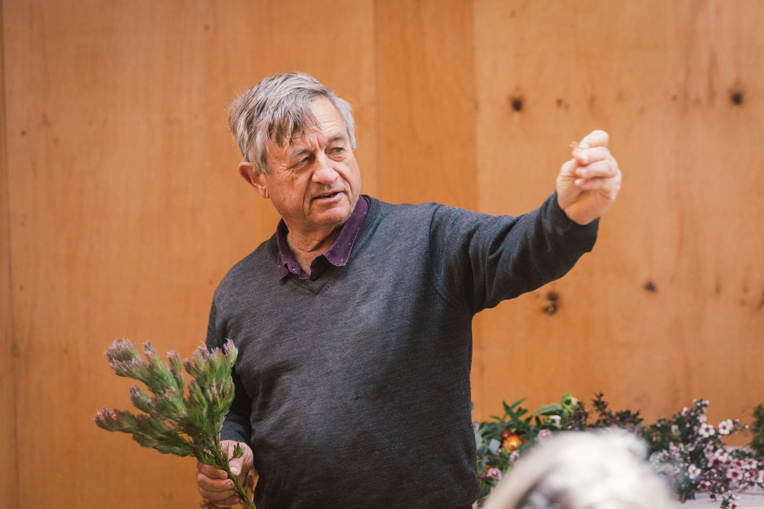 Angus Stewart giving a presentation on growing Australian native plants at Premaydena Garden 2025.