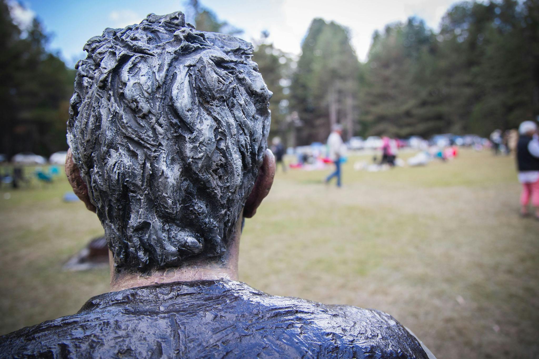 Scultpure view towards picnic area, Pilot Hill Arboretum
